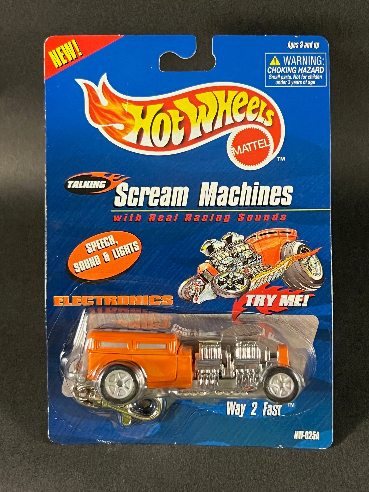 Hot Wheels 1999 Talking Scream Machines Keychain Way 2 Fast, Orange