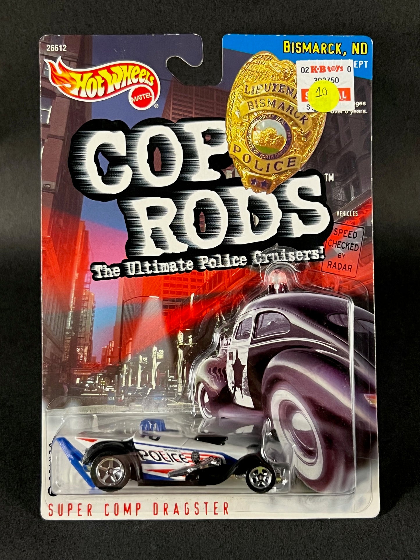 Hot Wheels 2000 Cop Rods Series 2 Bismark, ND Police Super Comp Dragster