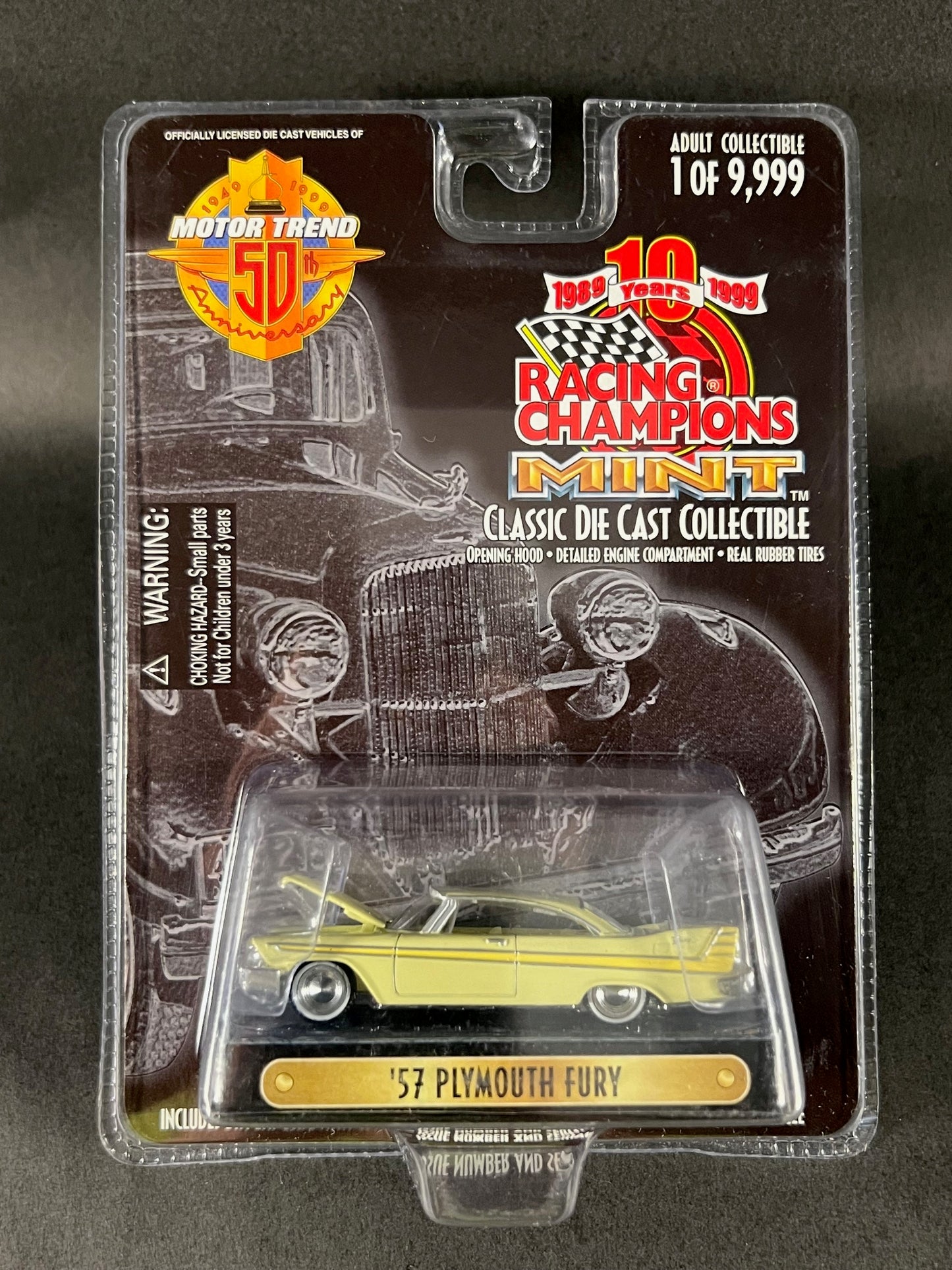 Racing Champions 1999 MINT Motor Trend #222 '57 Plymouth Fury, Yellow