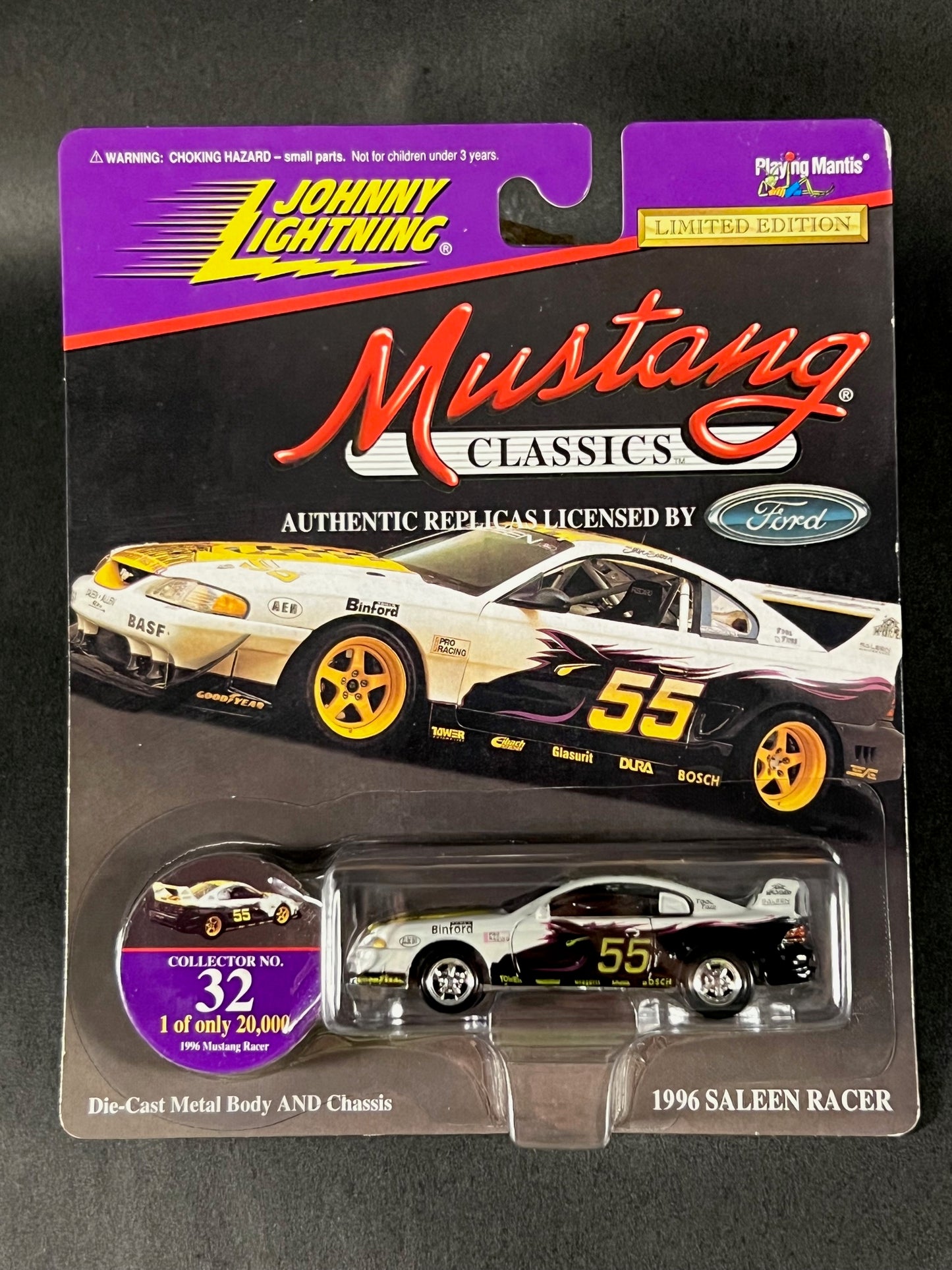 Johnny Lightning 1997 Mustang Classics #32 1996 Saleen Racer, Black and White