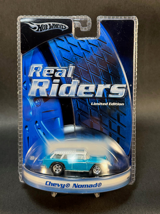 2005 Hot Wheels Real Riders Chevy Nomad, Blue and White