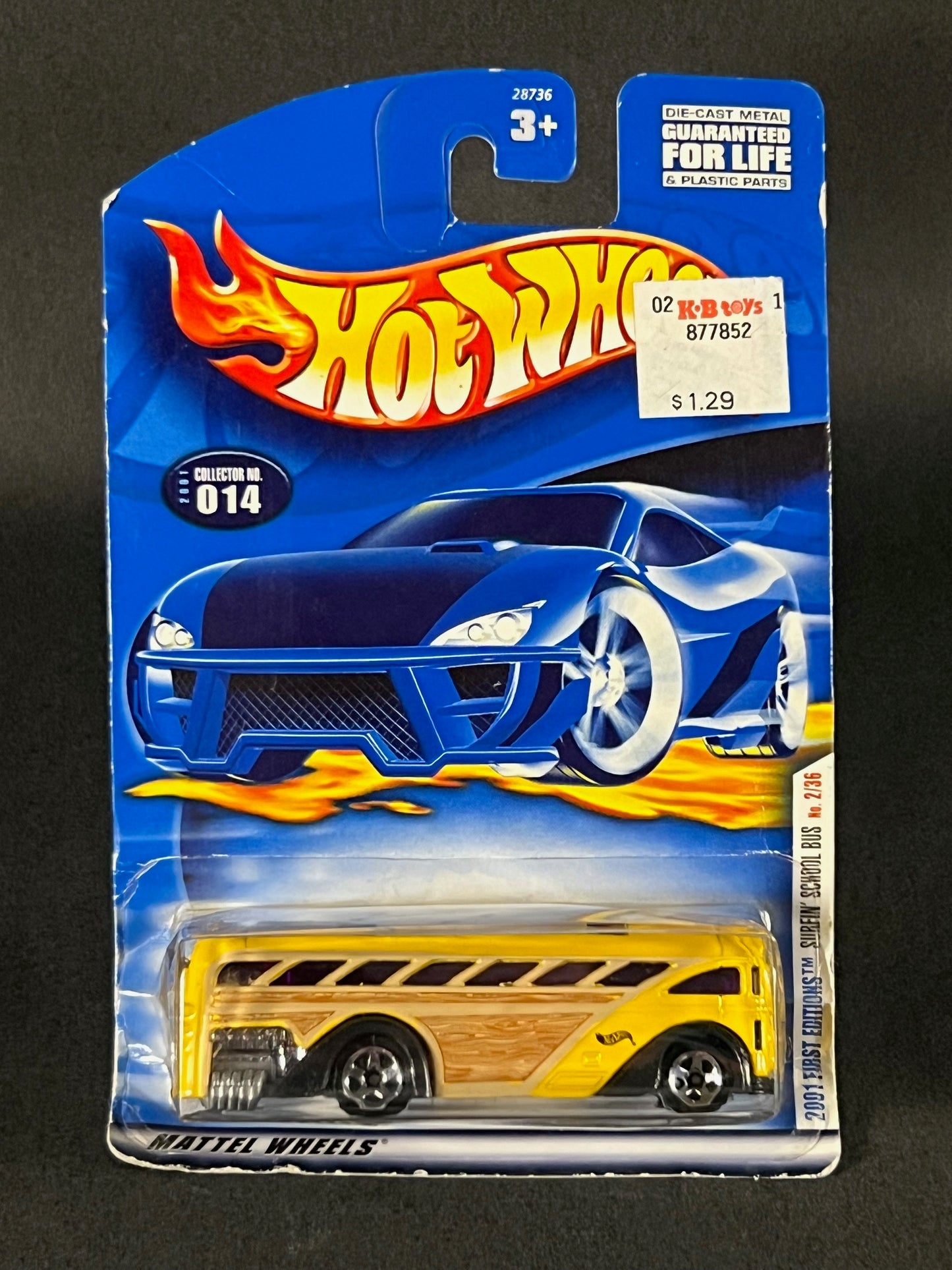 Hot Wheels 2001 First Editions #014 Surfin' School Bus, Yellow