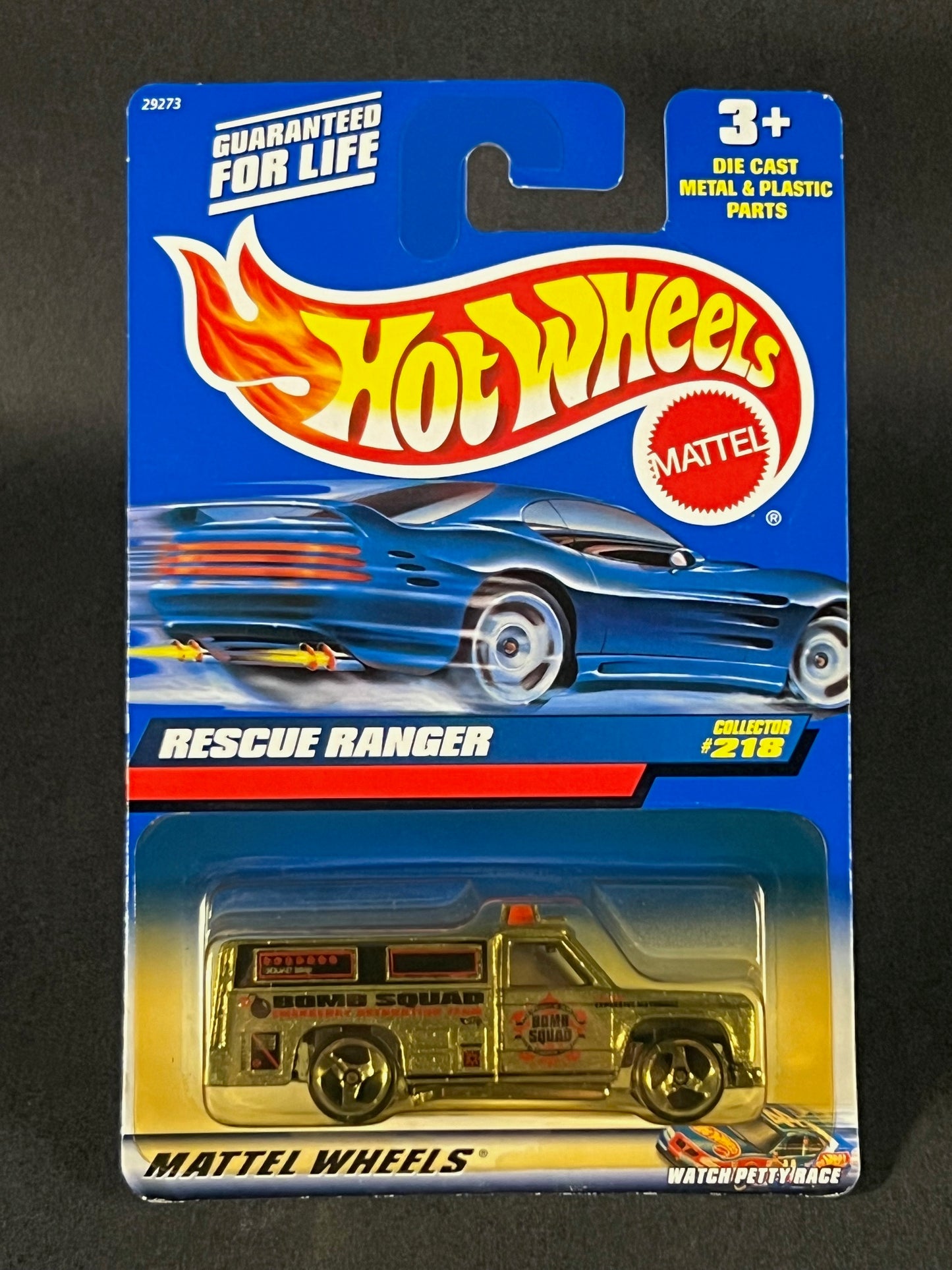 Hot Wheels 1999 #218 Rescue Ranger, Silver *Yellow Blister