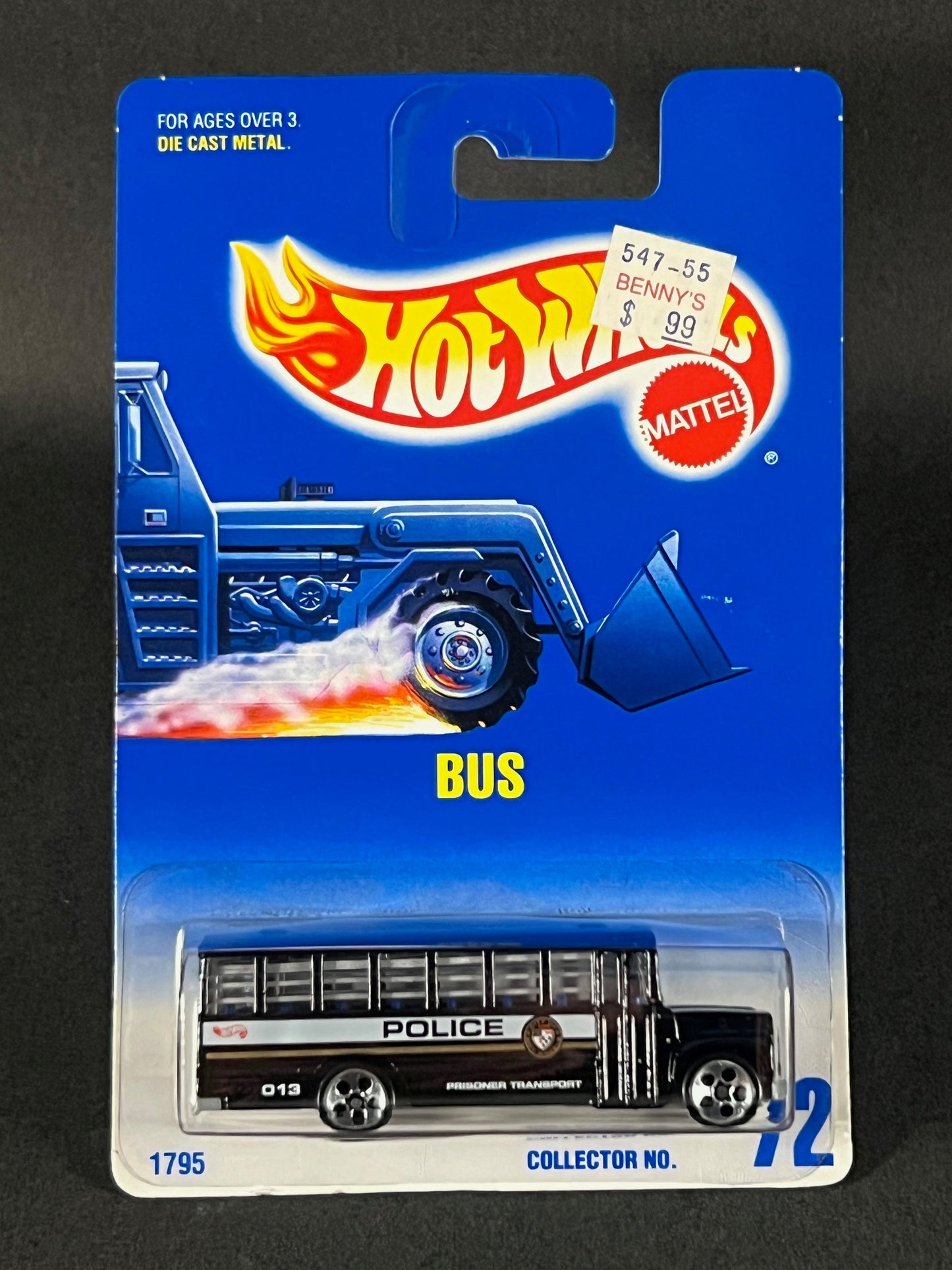 Hot Wheels 1991 #72 Police Prisoner Transport Bus, Black