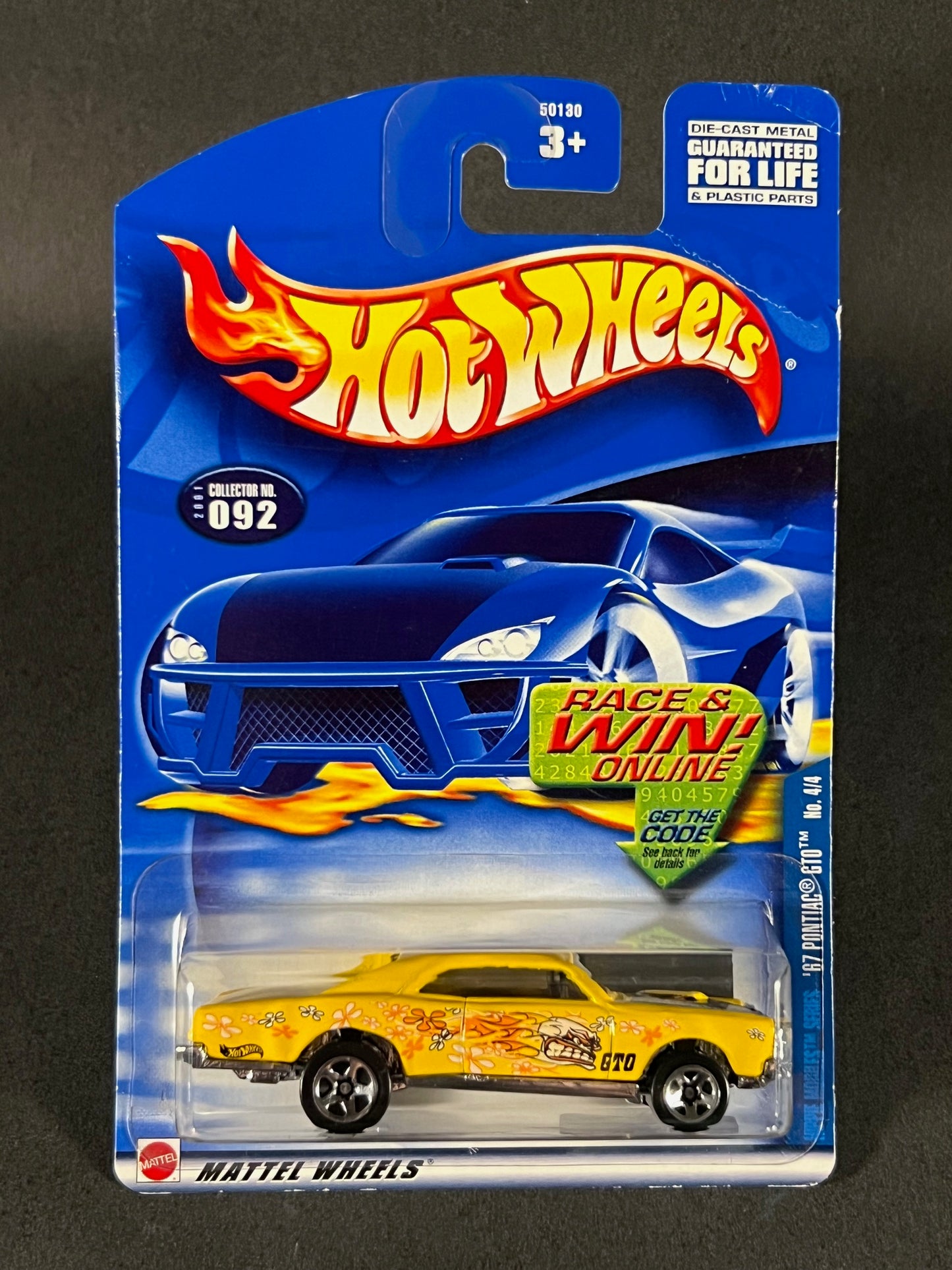 Hot Wheels 2001 Hippie Mobiles #4 '67 Pontiac GTO, Yellow