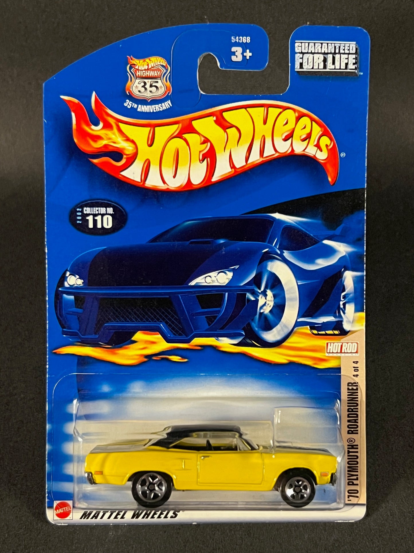 Hot Wheels 2002 Hot Rod Magazine Series #4 '70 Plymouth Roadrunner, Yellow