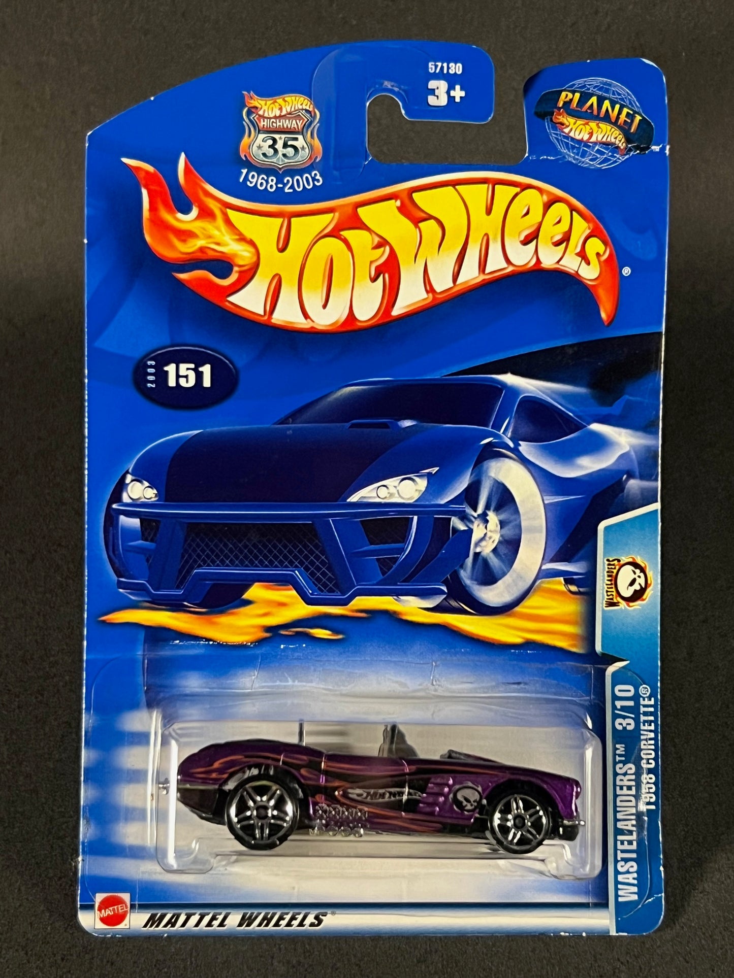 Hot Wheels 2003 #151 Wastelanders 3/10 1958 Corvette, Purple