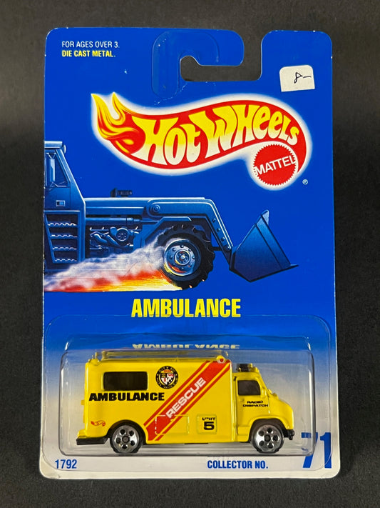 Hot Wheels 1991 #71 Ambulance, Yellow