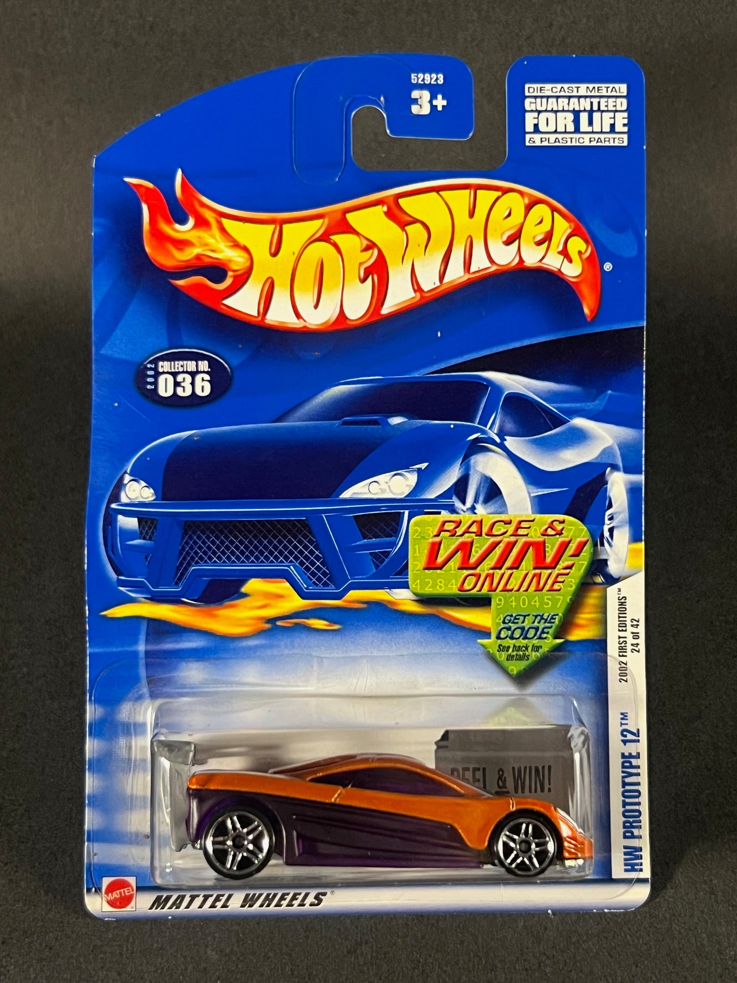 Hot Wheels #036 2002 First Editions HW Prototype 12, Purple and Orange