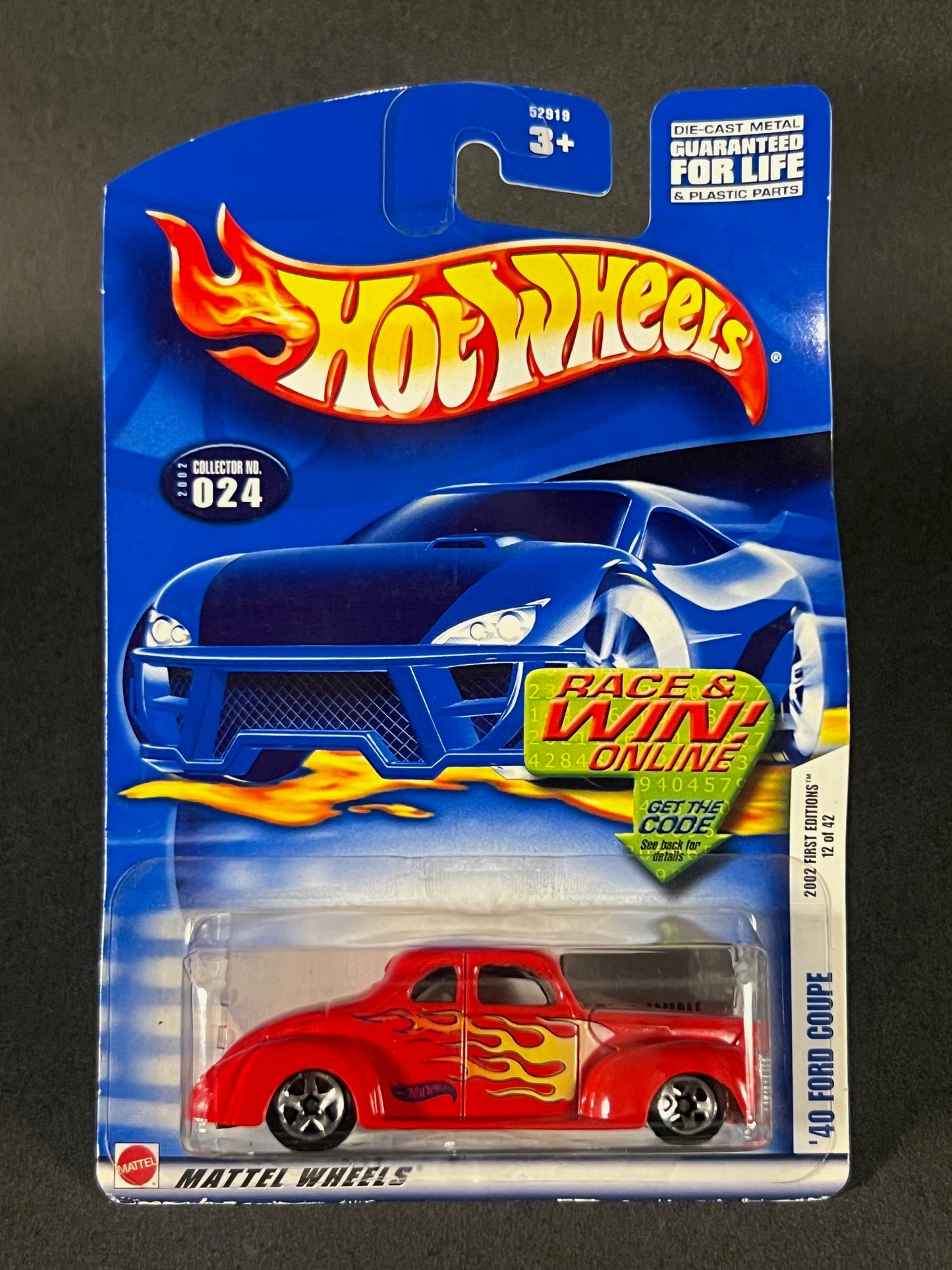 Hot Wheels #024 2002 First Editions '40 Ford Coupe, Red