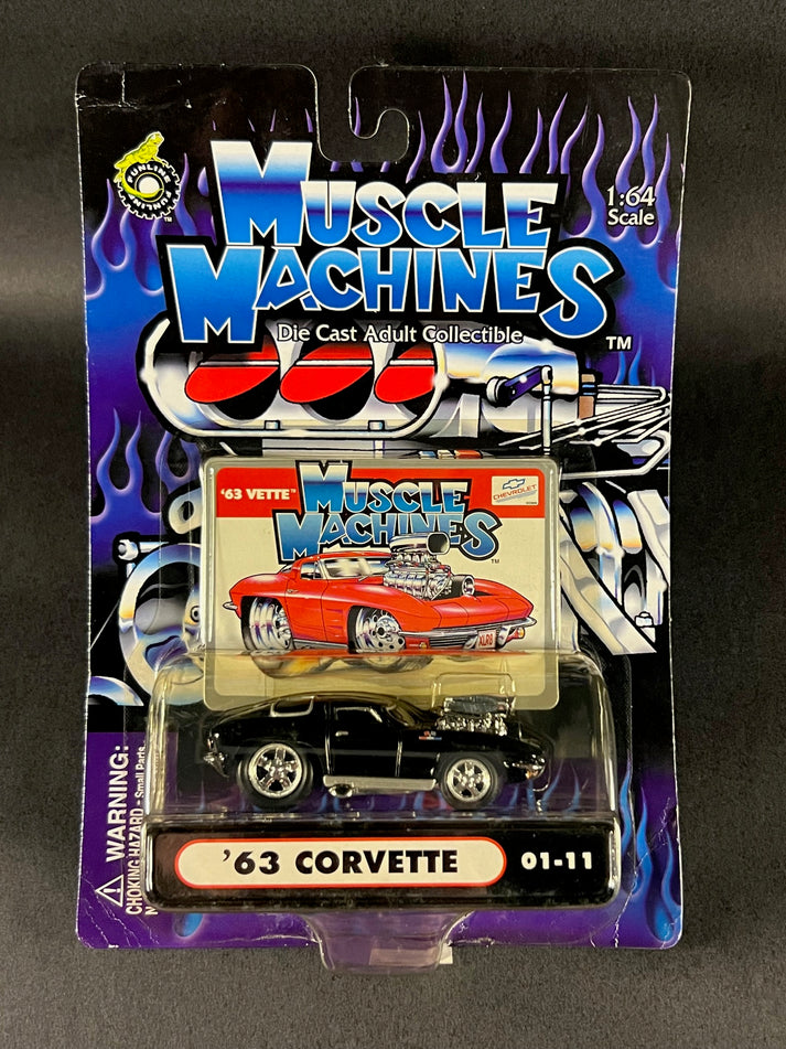Muscle Machines 2000 Series 1 01-11 '63 Corvette, Black – Plutonium Garage