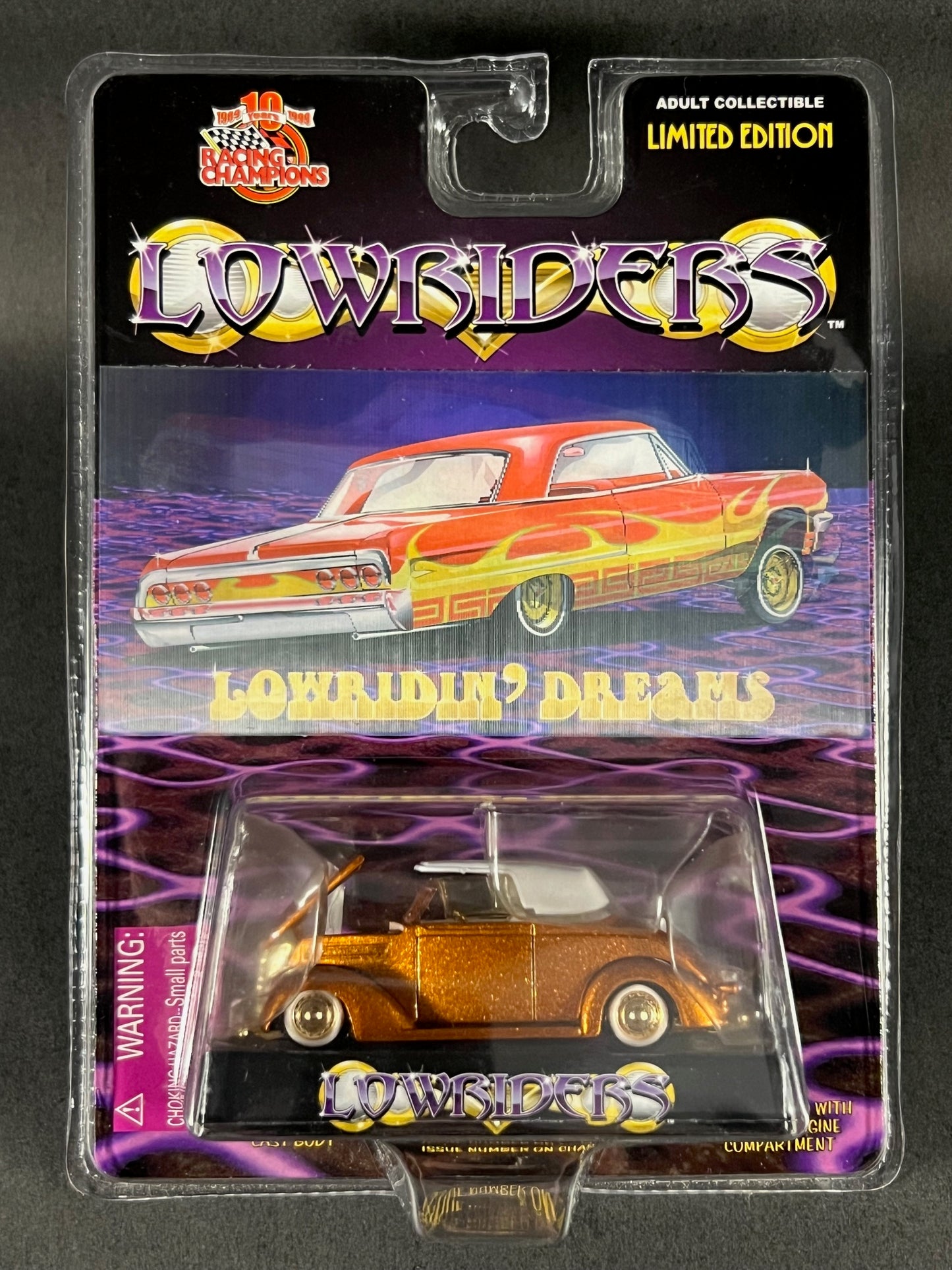 Racing Champions 1999 Lowriders Issue 19 '37 Ford Convertible, Orange