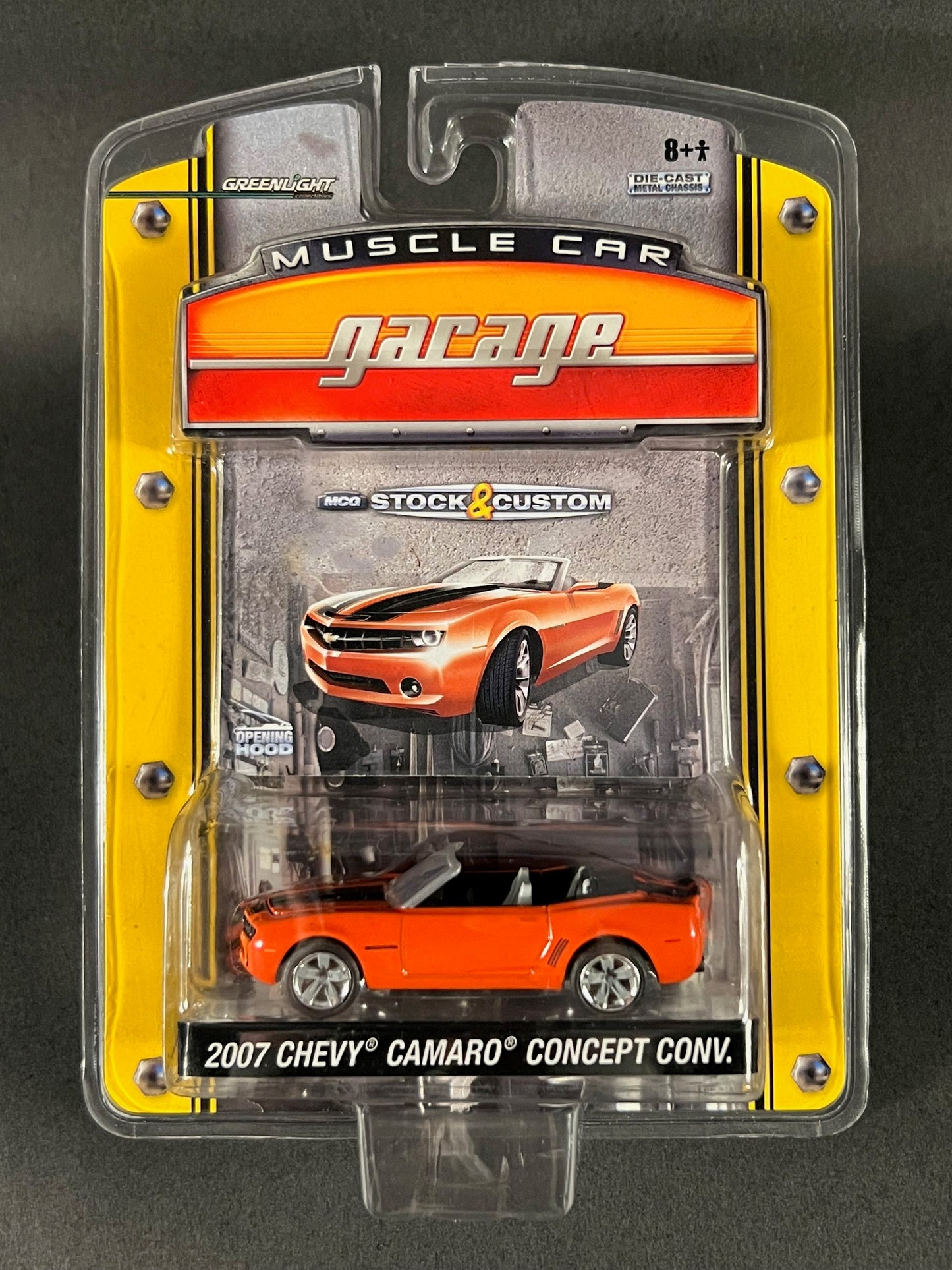 GreenLight 2008 Muscle Car Garage 2007 Chevy Camaro Concept Convertible, Orange