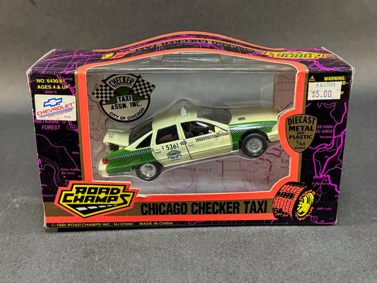 1995 Road Champs Boxed Chicago Checker Taxi, Green and Beige
