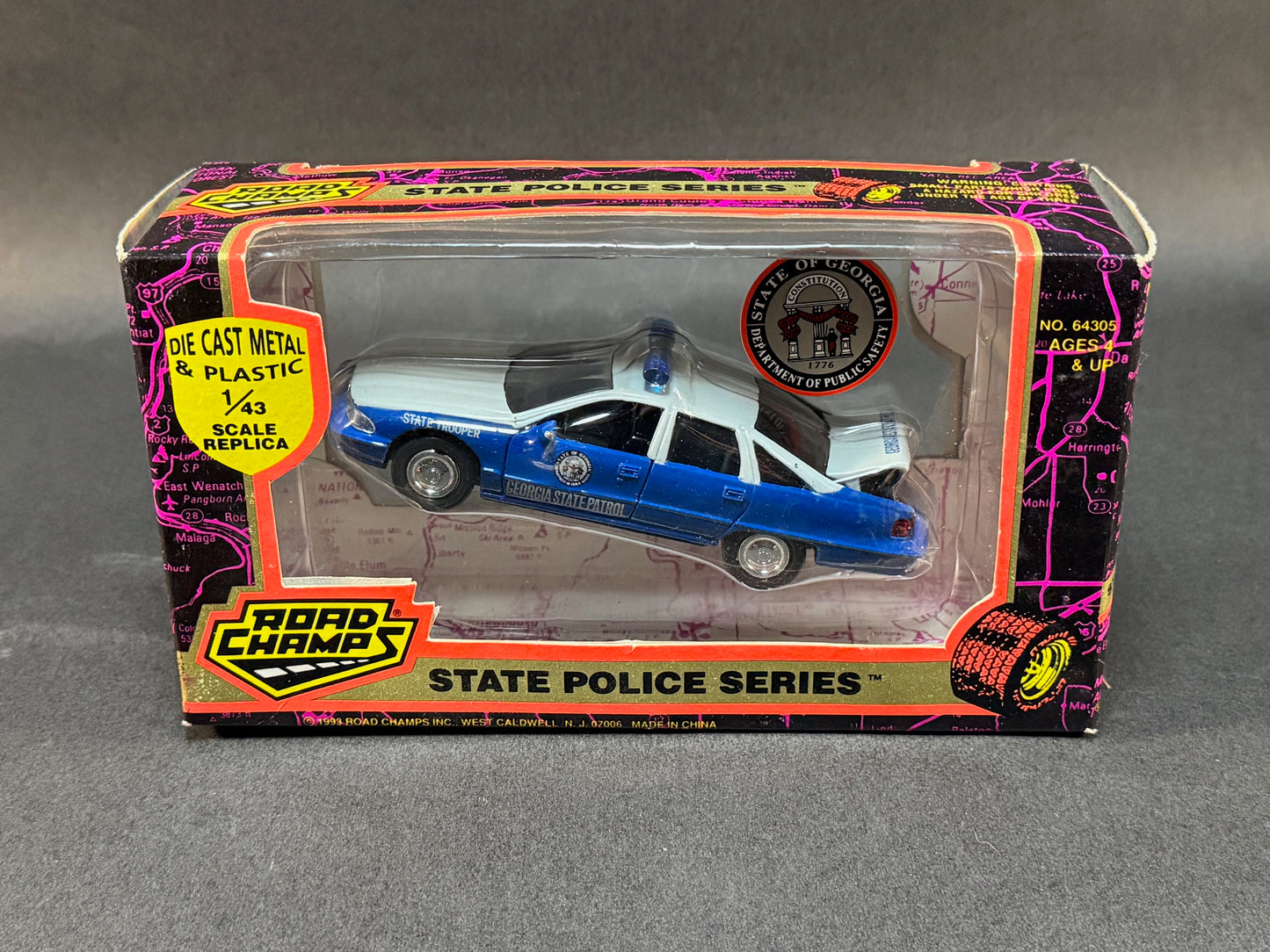 1993 Road Champs State Police Series Boxed Georgia State Patrol, Blue and White