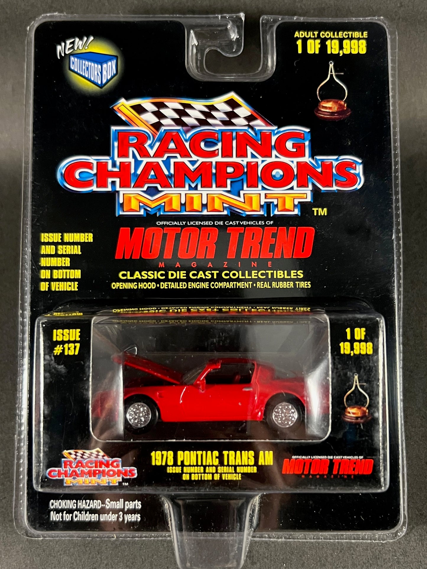 Racing Champions 1998 MINT Motor Trend Issue #137 1978 Pontiac Trans Am, Red