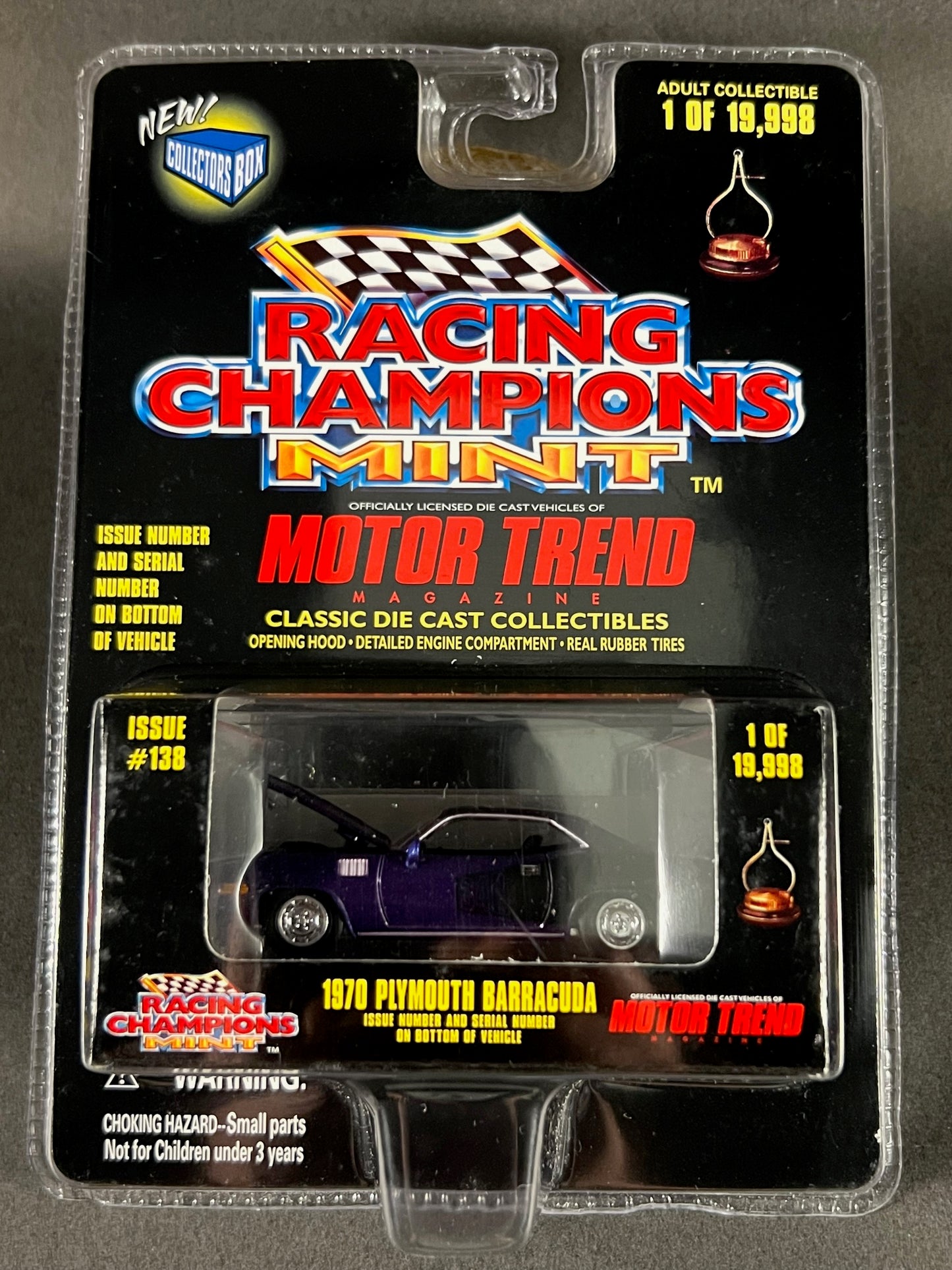 Racing Champions 1998 MINT Motor Trend Issue #138 1970 Plymouth Barracuda, Purple