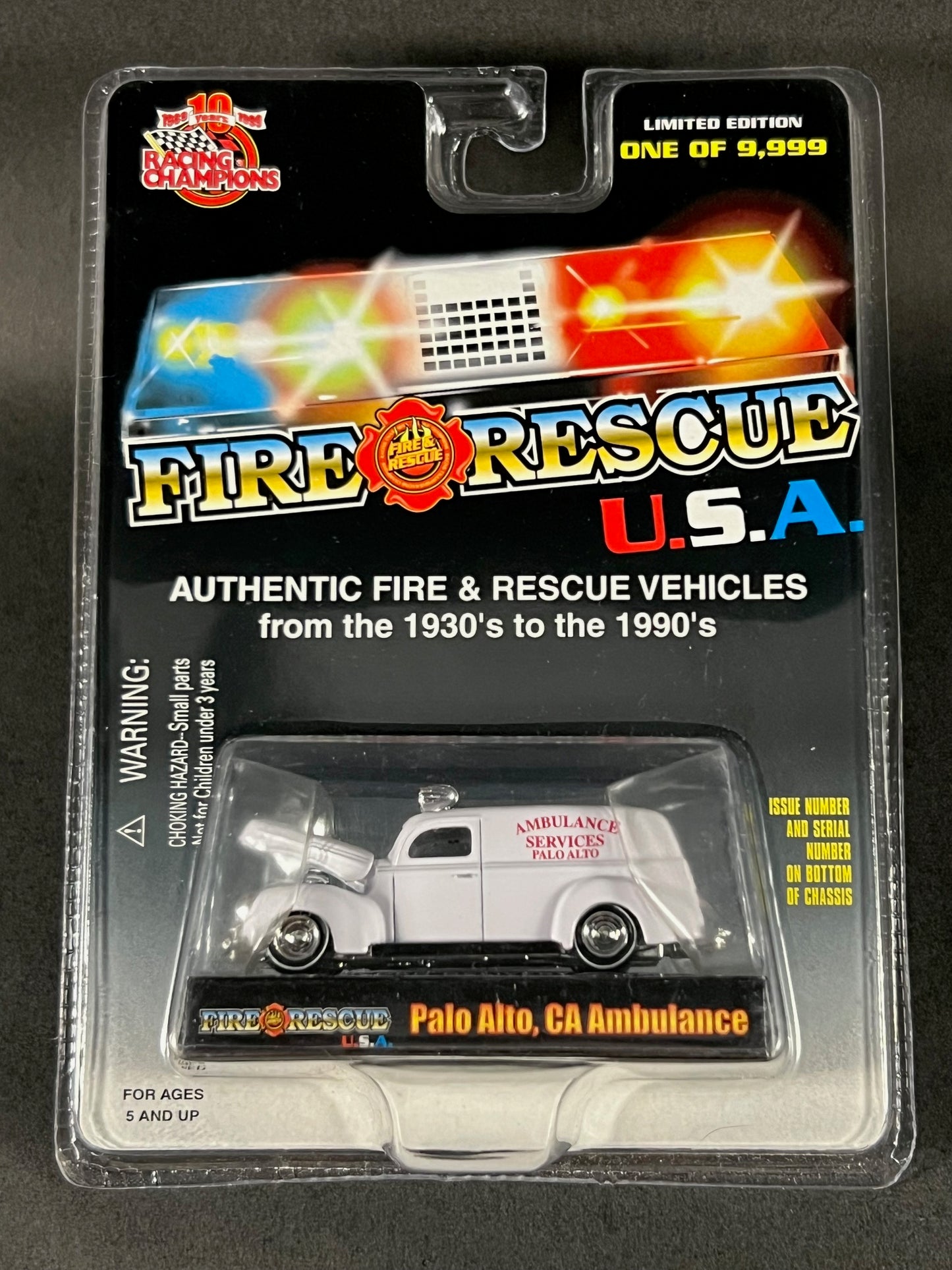 Racing Champions 1999 Fire Rescue USA #22 Palo Alto, CA Ambulance, White