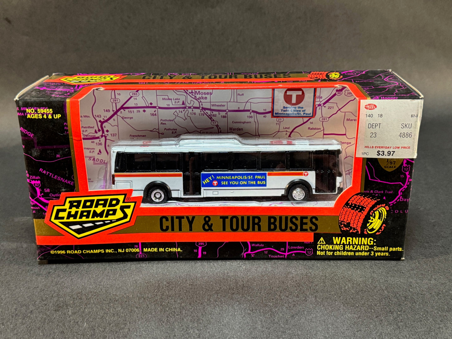 1996 Road Champs City & Tour Buses Series Boxed Twin Cities Minneapolis St. Paul T, White