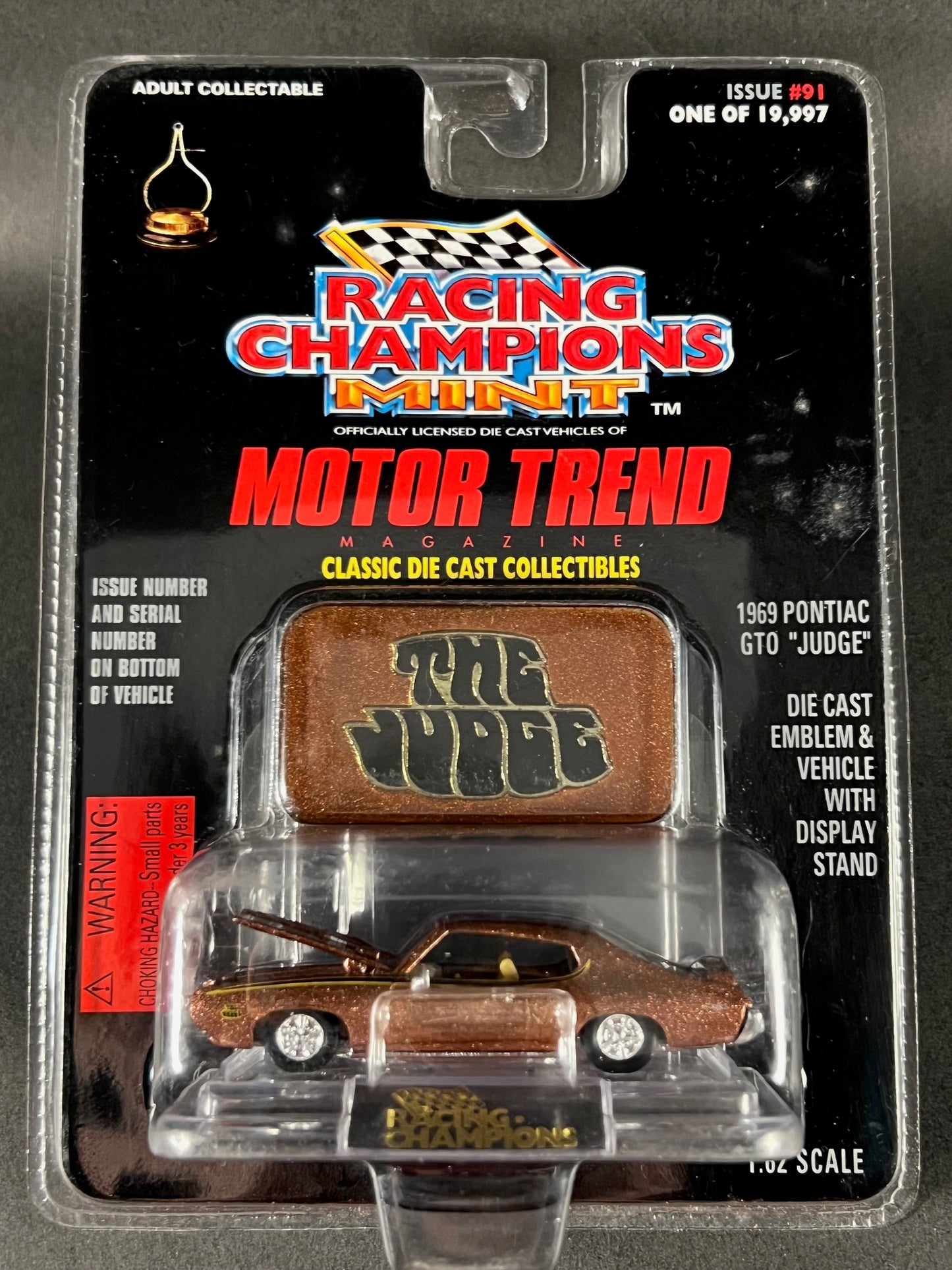 Racing Champions 1997 MINT Motor Trend #91 1969 Pontiac GTO "Judge", Copper