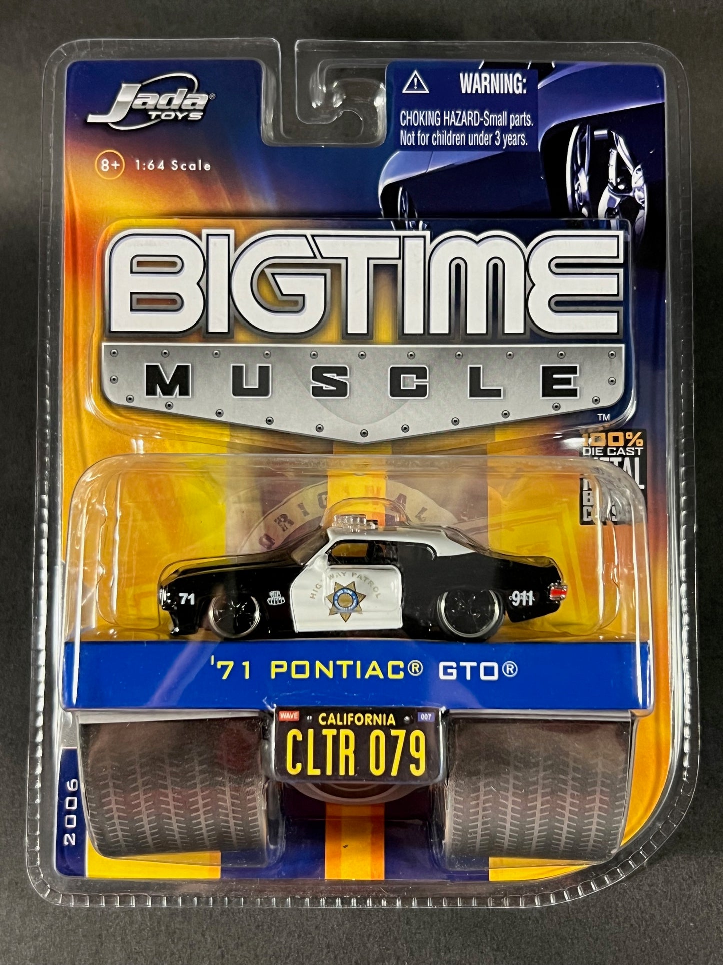 Jada Toys 2006 Big Time Muscle '71 Pontiac GTO Police CLTR 079, Black and White