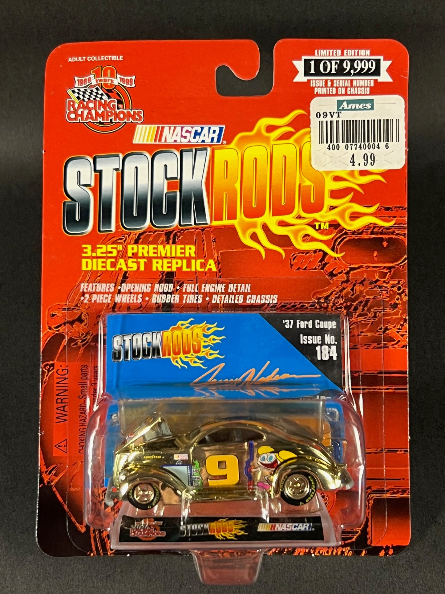 1999 Racing Champions NASCAR Stock Rods #184 '37 Ford Coupe, Gold