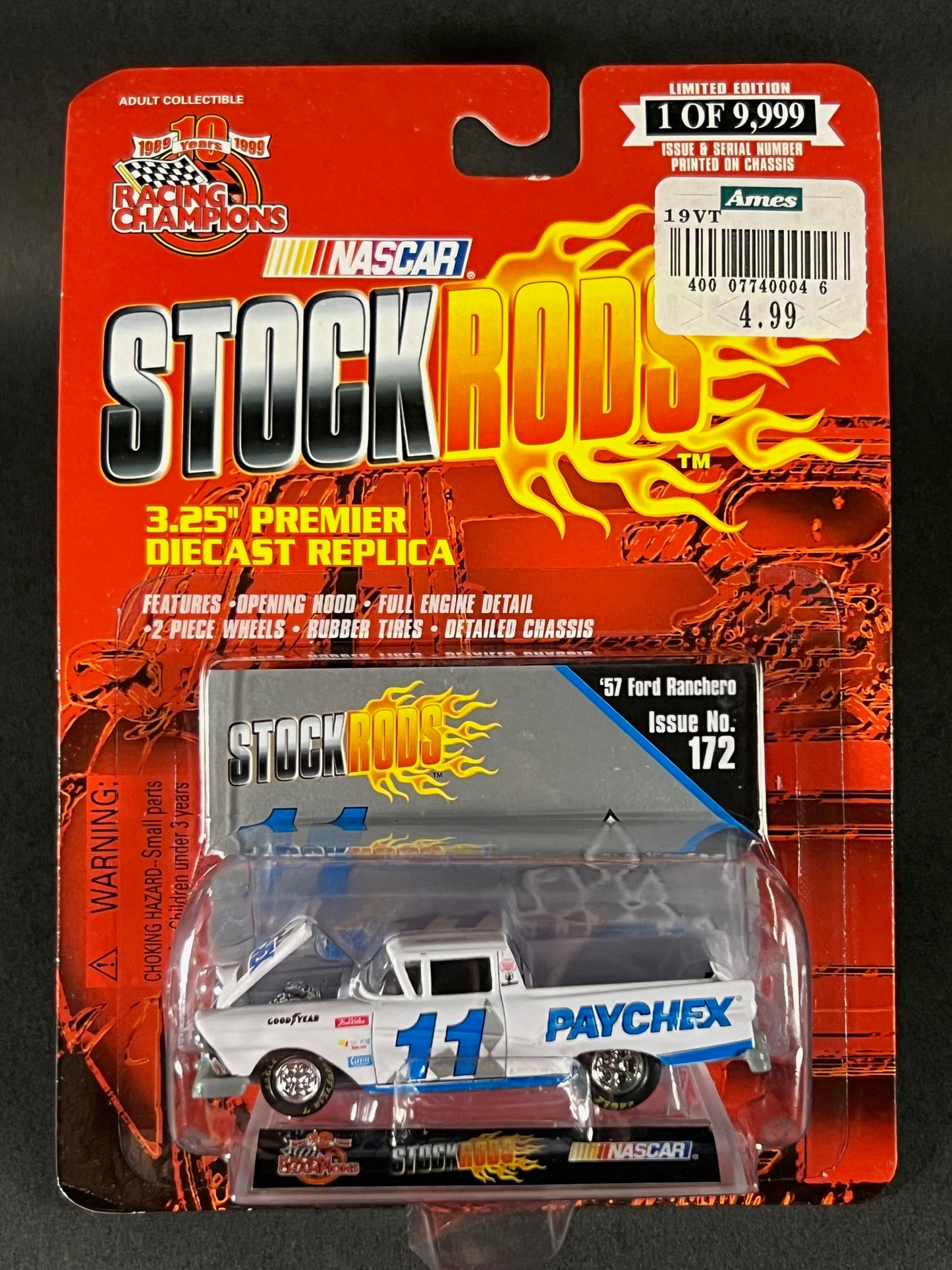 Racing Champions 1999 NASCAR Stock Rods #172 '57 Ford Ranchero, White