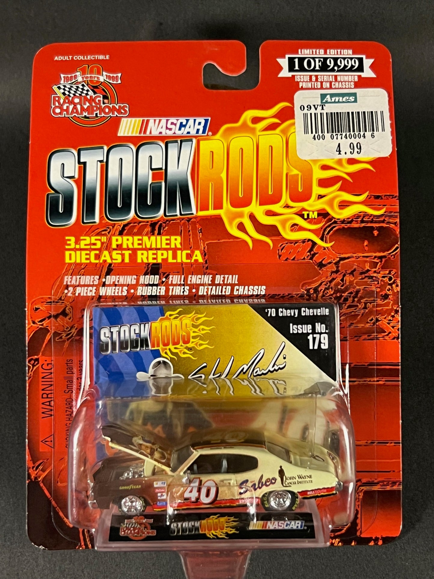 Racing Champions 1999 NASCAR Stock Rods #179 '70 Chevy Chevelle, White and Brown