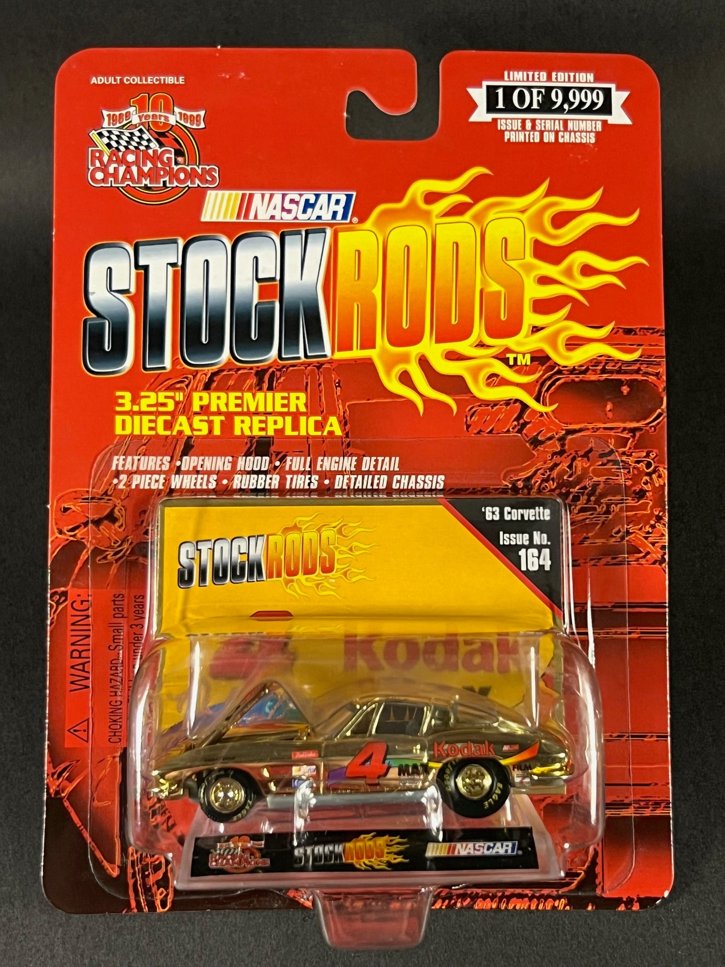 Racing Champions 1999 NASCAR Stock Rods #164 '63 Corvette, Gold