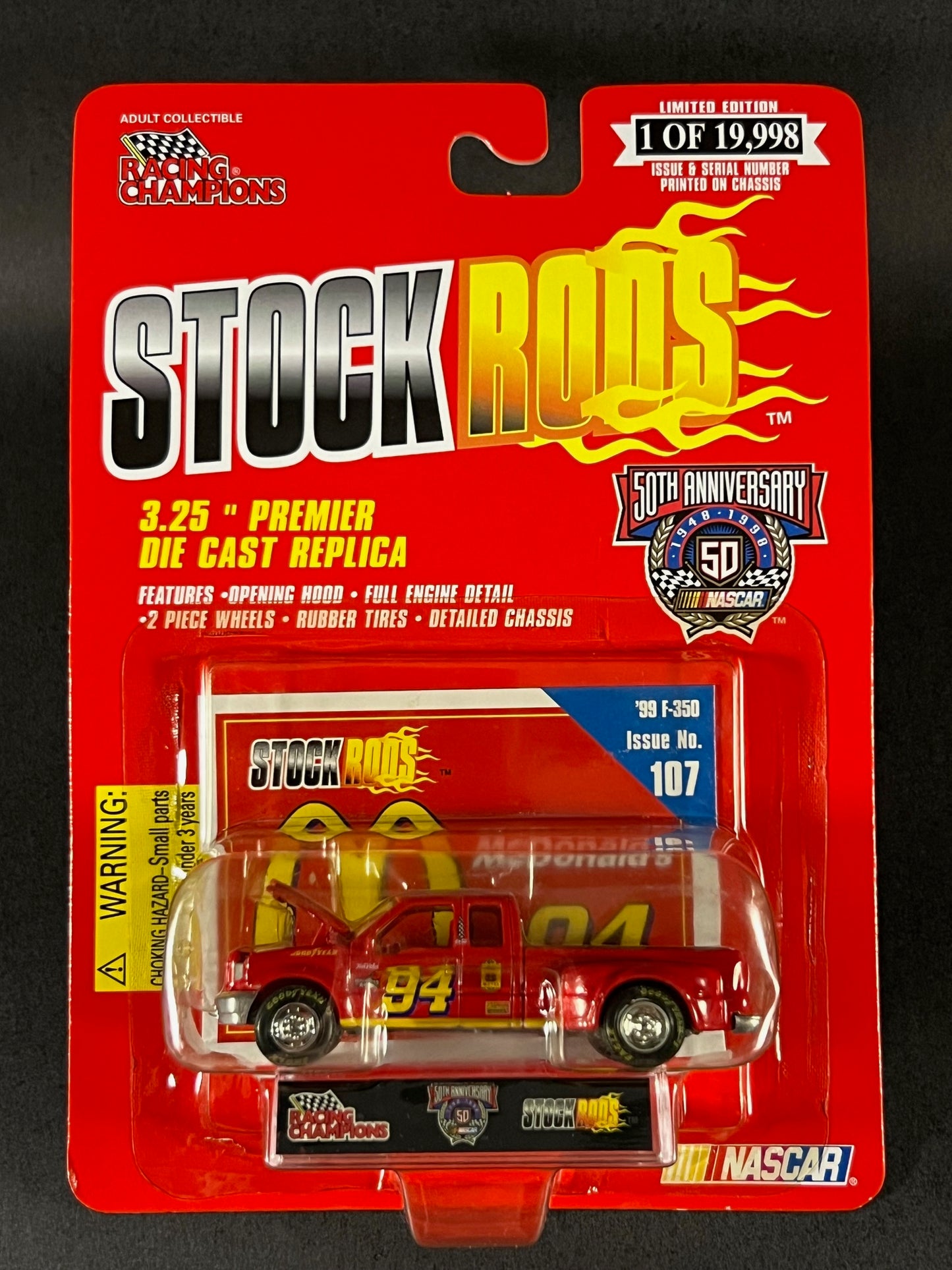 Racing Champions 1999 NASCAR Stock Rods #107 '99 F-350, Red