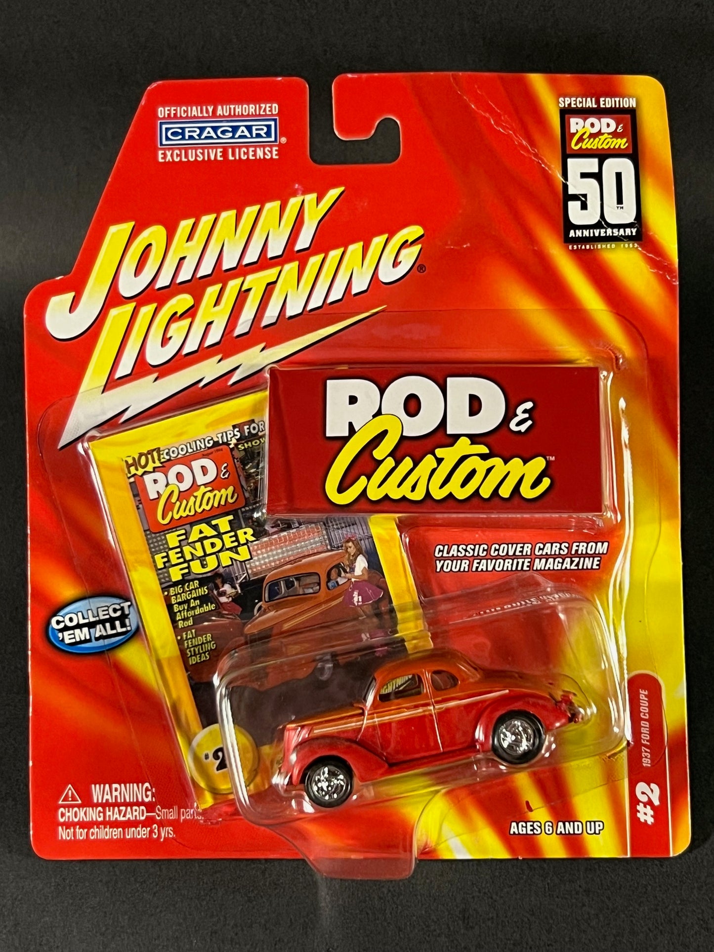 Johnny Lightning 2003 Rod & Custom #2 1937 Ford Coupe, Red