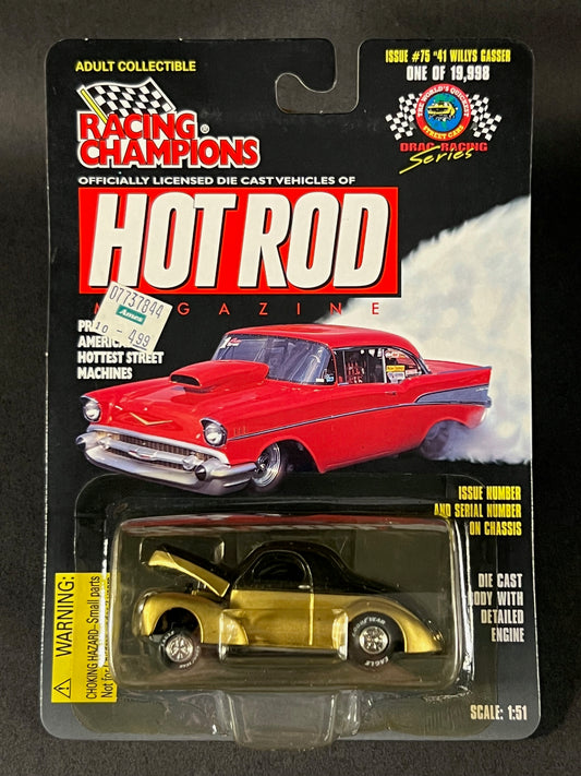 1998 Racing Champions Hot Rod Magazine Issue #75 '41 Willys Gasser, Black and Gold