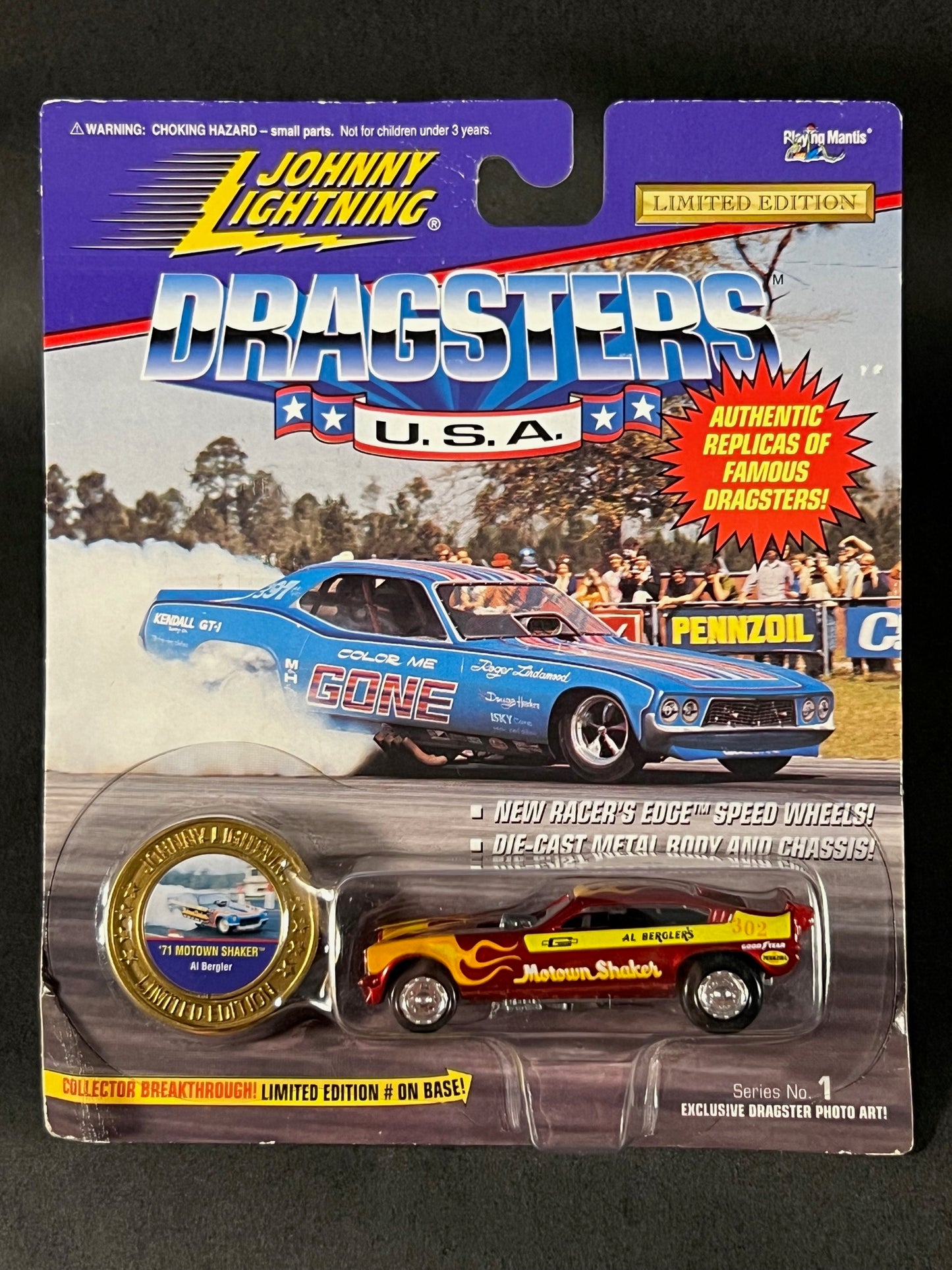 Johnny Lightning 1995 Dragsters USA Series 1 '71 Motown Shaker, Red and Yellow