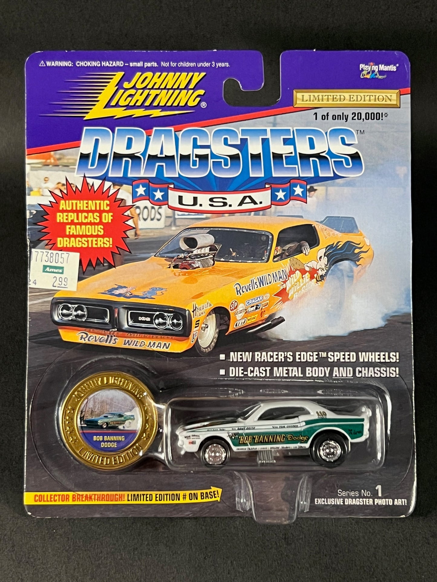 Johnny Lightning 1995 Dragsters USA Series 1 Bob Banning Dodge, White