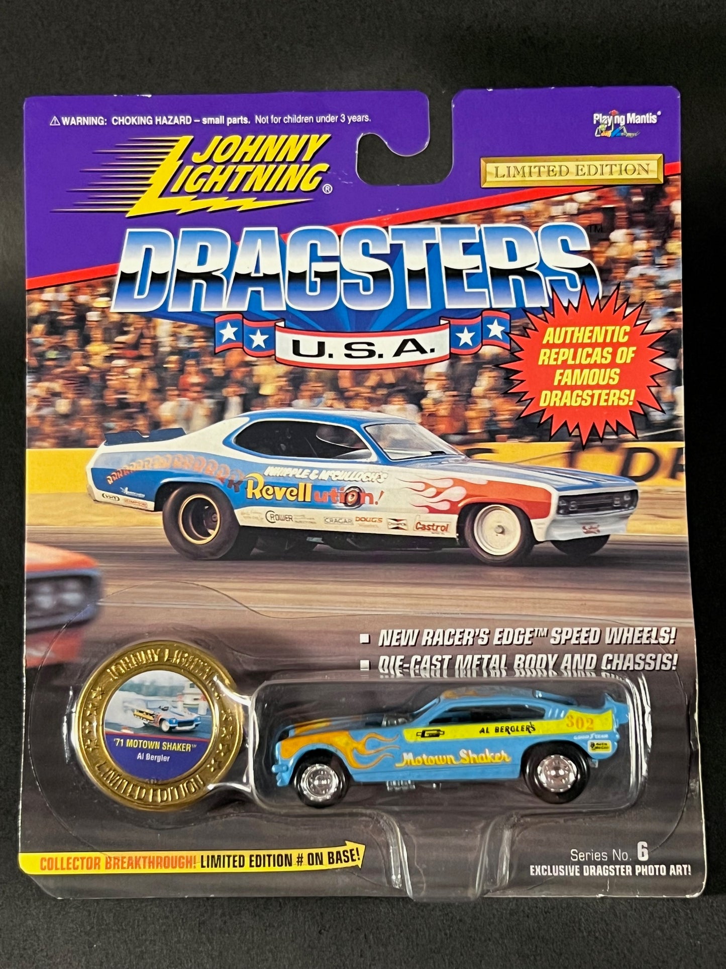 Johnny Lightning 1995 Dragsters USA Series 6 '71 Motown Shaker, Blue and Yellow