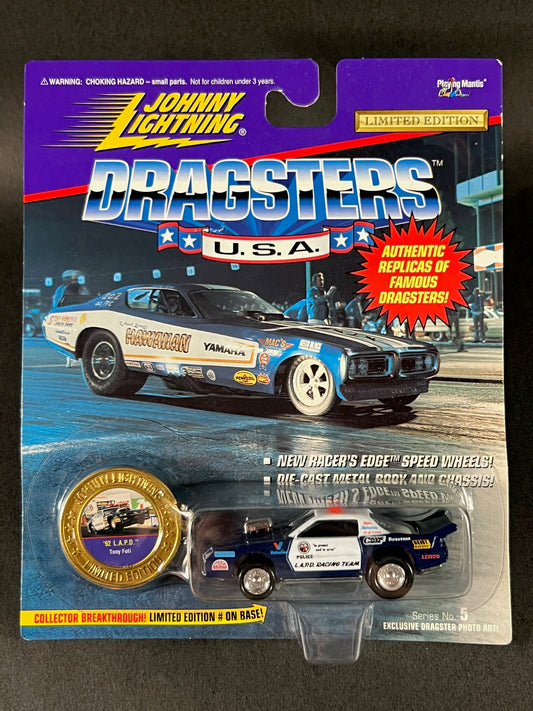 Johnny Lightning 1995 Dragsters USA Series 5 '92 LAPD Tony Foti, Blue and White