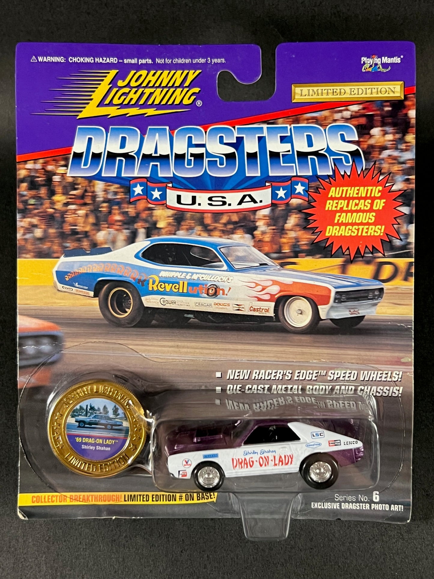 Johnny Lightning 1995 Dragsters USA Series 6 '69 Drag-On Lady, Purple and White