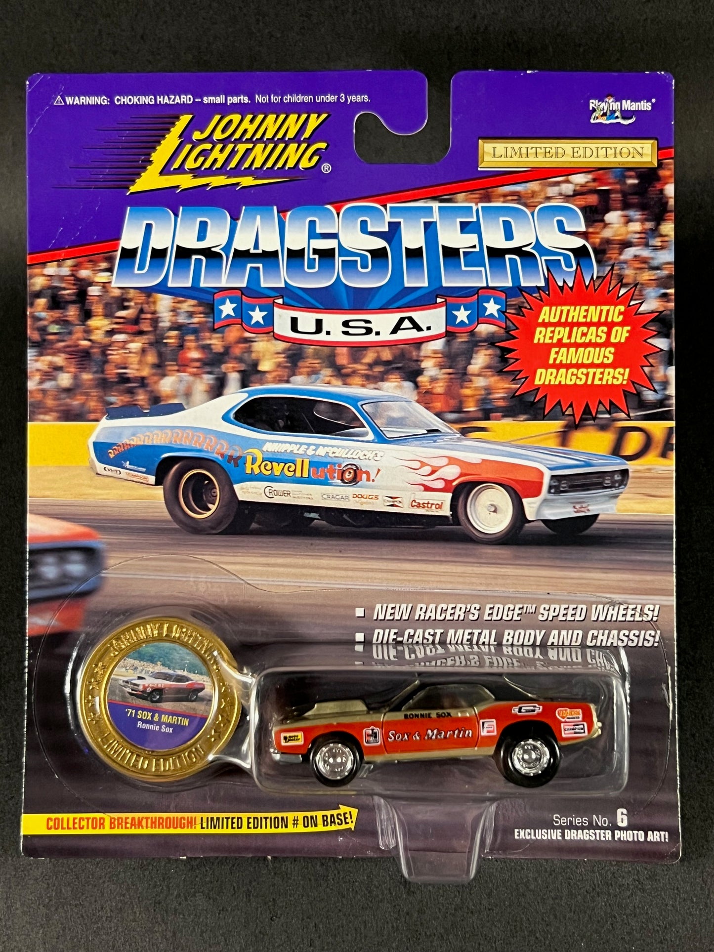 Johnny Lightning 1995 Dragsters USA Series 6 '71 Sox & Martin, Gold and Red