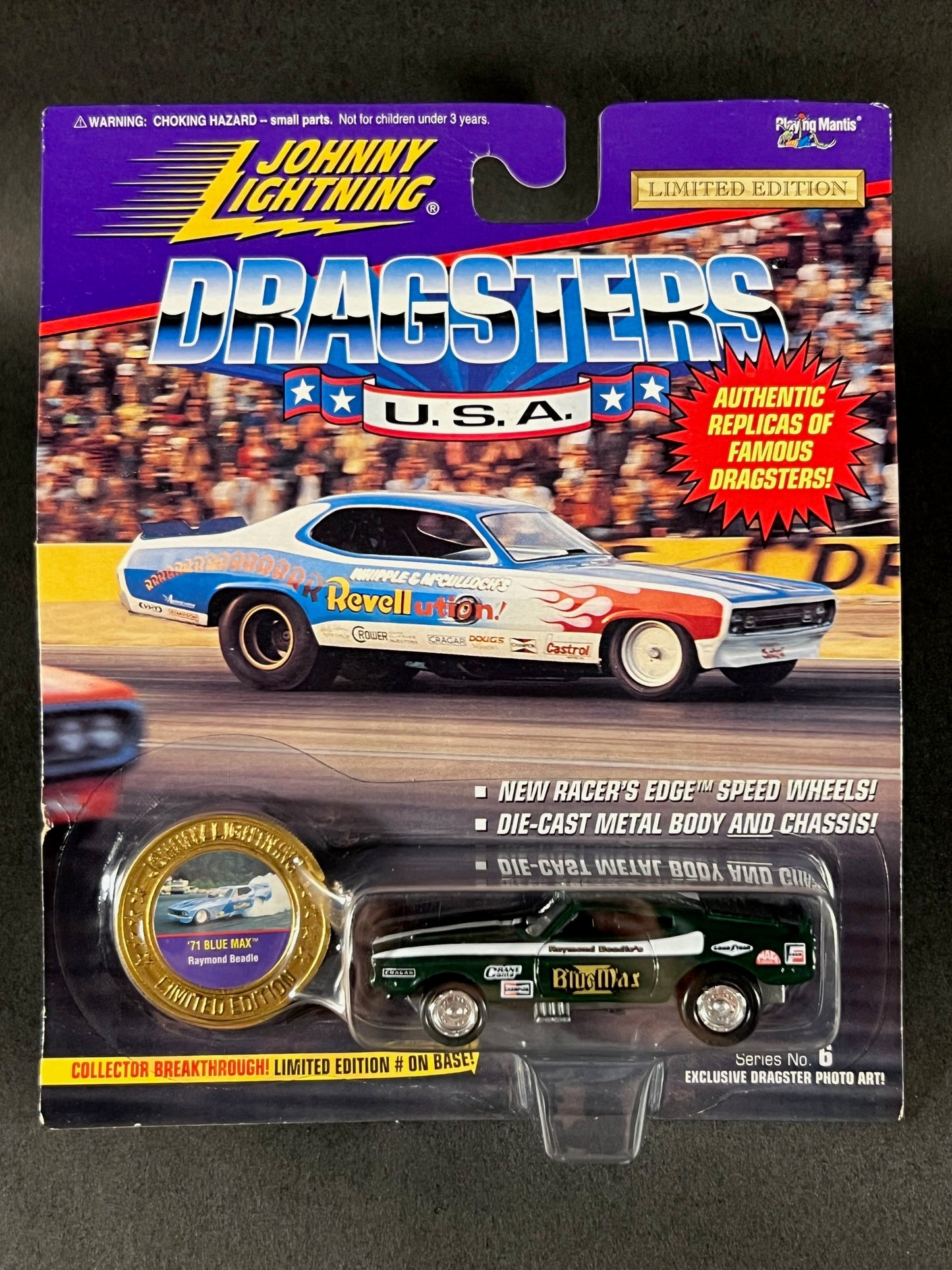 Copy of Johnny Lightning 1995 Dragsters USA Series 6 '71 Blue Max, Green