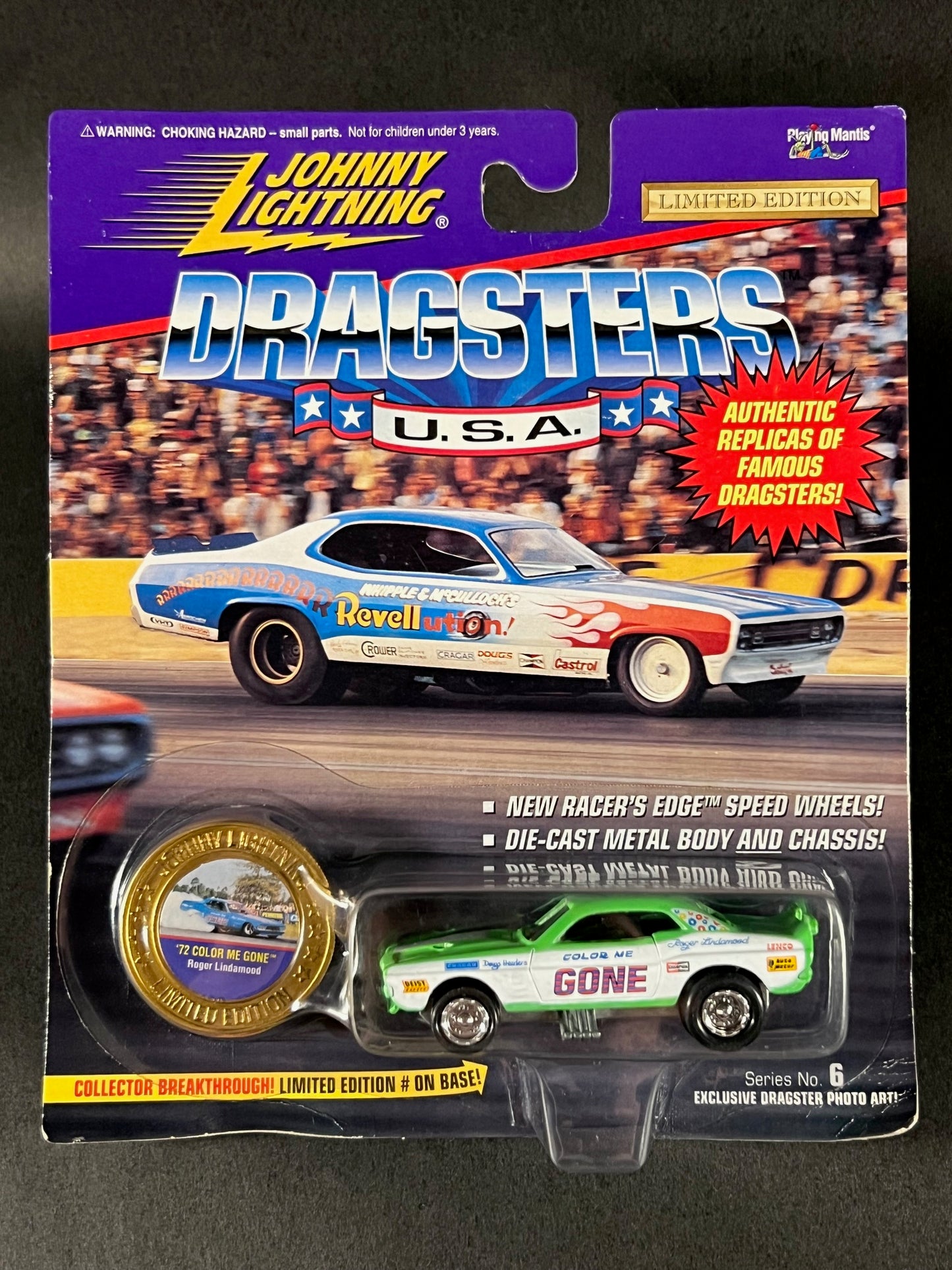 Johnny Lightning 1995 Dragsters USA Series 6 '72 Color Me Gone, Green and White