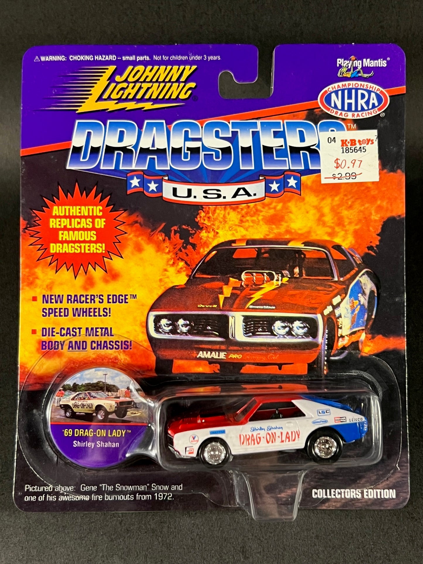 Johnny Lightning 1995 Dragsters USA Collectors Edition '69 Drag-On Lady, Red, White and Blue