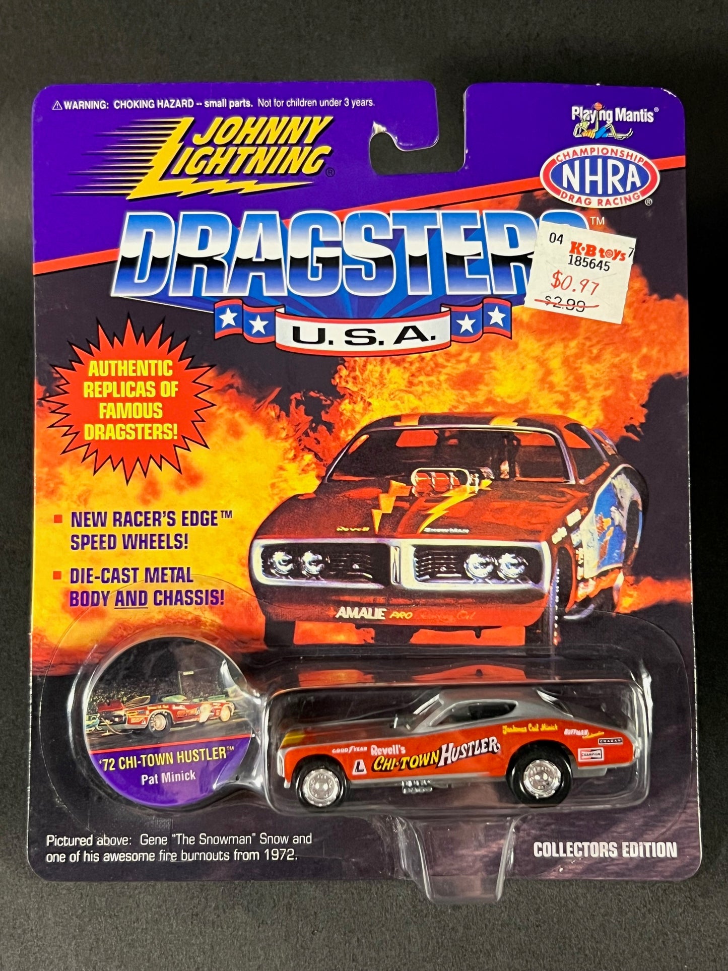 Johnny Lightning 1995 Dragsters USA Collectors Edition '72 Chi-Town Hustler, Silver and Red