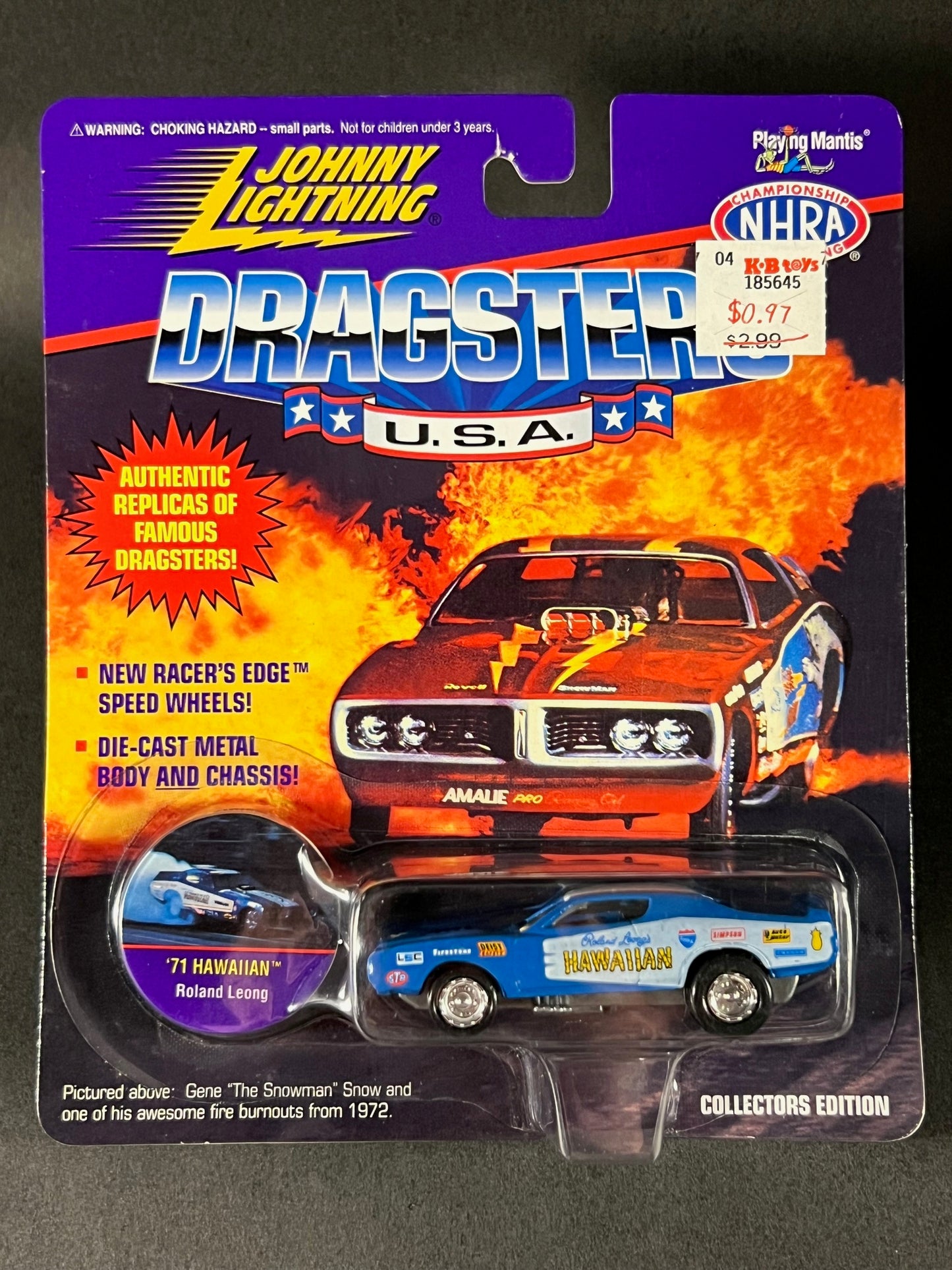 Johnny Lightning 1995 Dragsters USA Collectors Edition '71 Hawaiian, Blue