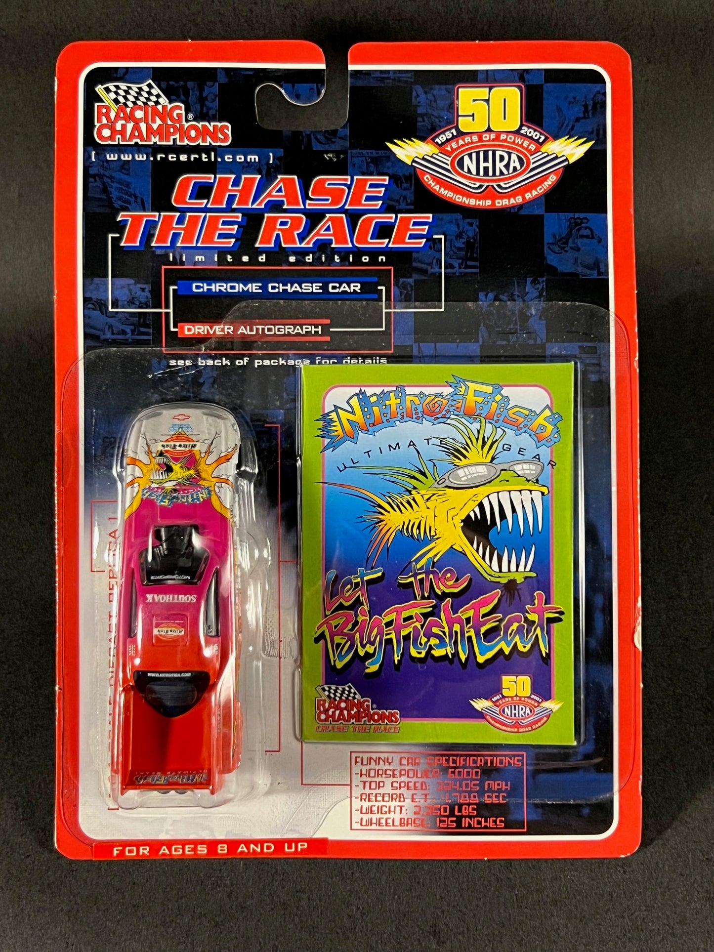 Racing Champions 2000 NHRA Chase The Race Chrome Chase Car, Nitro Fish