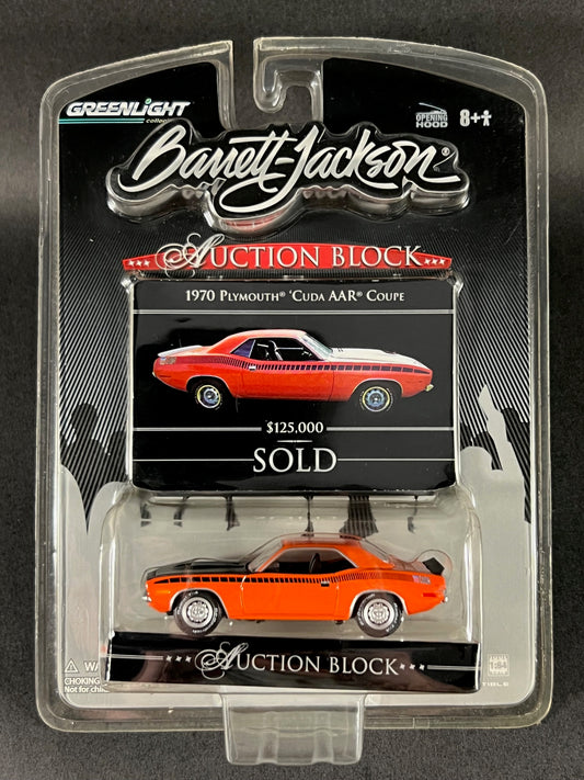 GreenLight 2007 Barrett-Jackson Auction Block 1970 Plymouth Cuda AAR Coupe, Orange