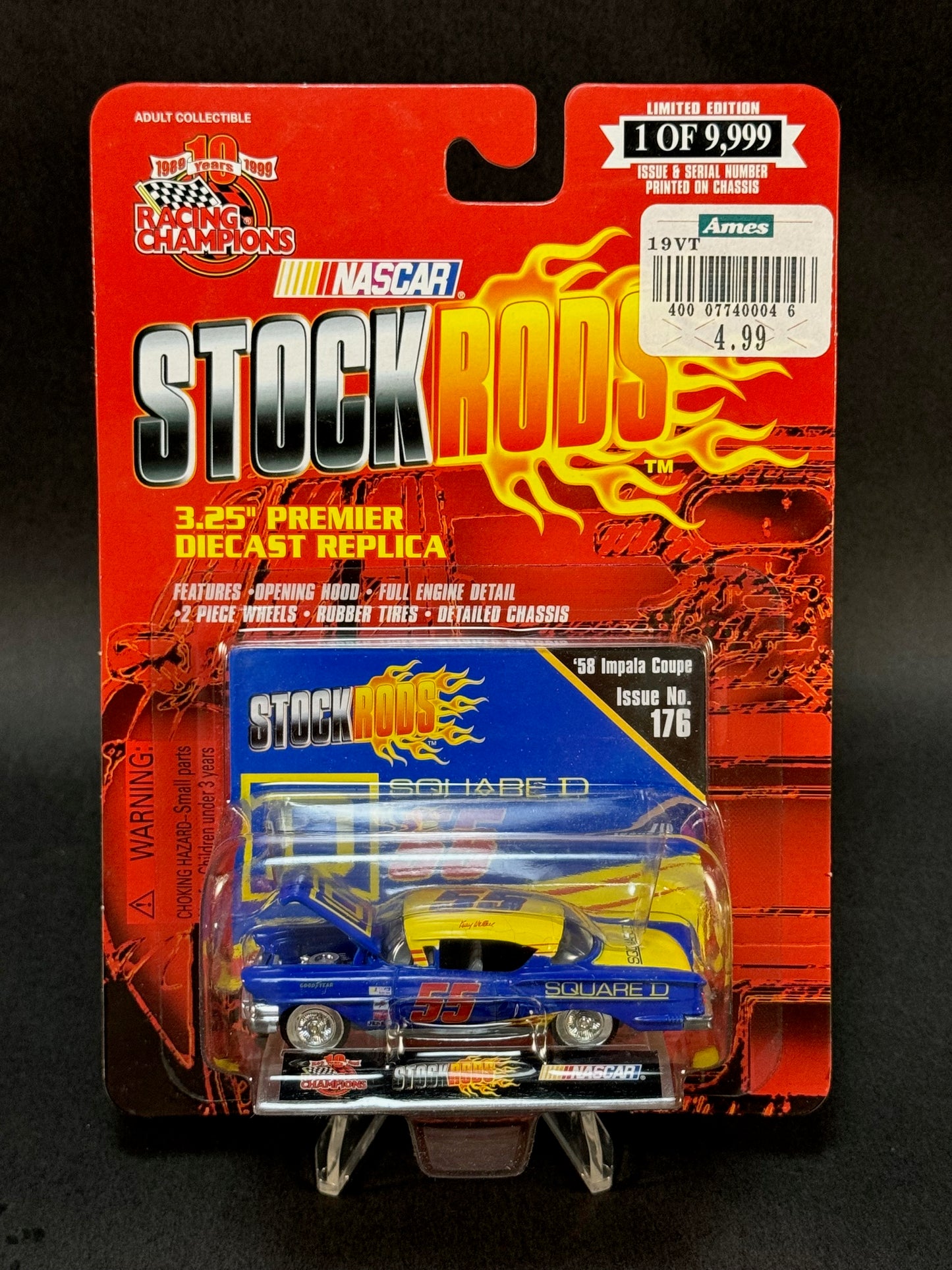 1999 Racing Champions NASCAR Stock Rods #176 '58 Impala Coupe, Blue