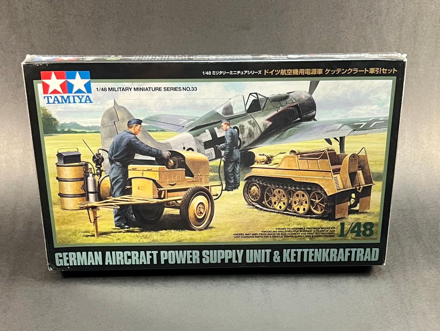 Tamiya Model Kit MM33 1:48 Scale German Aircraft Power Supply Unit & Kettenkraftrad