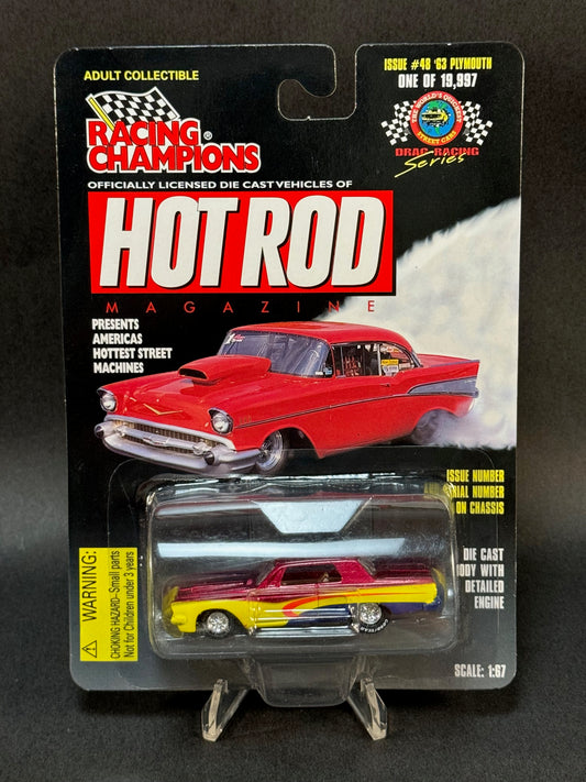 1997 Racing Champions Hot Rod Magazine Issue #48 '63 Plymouth, Red and Yellow