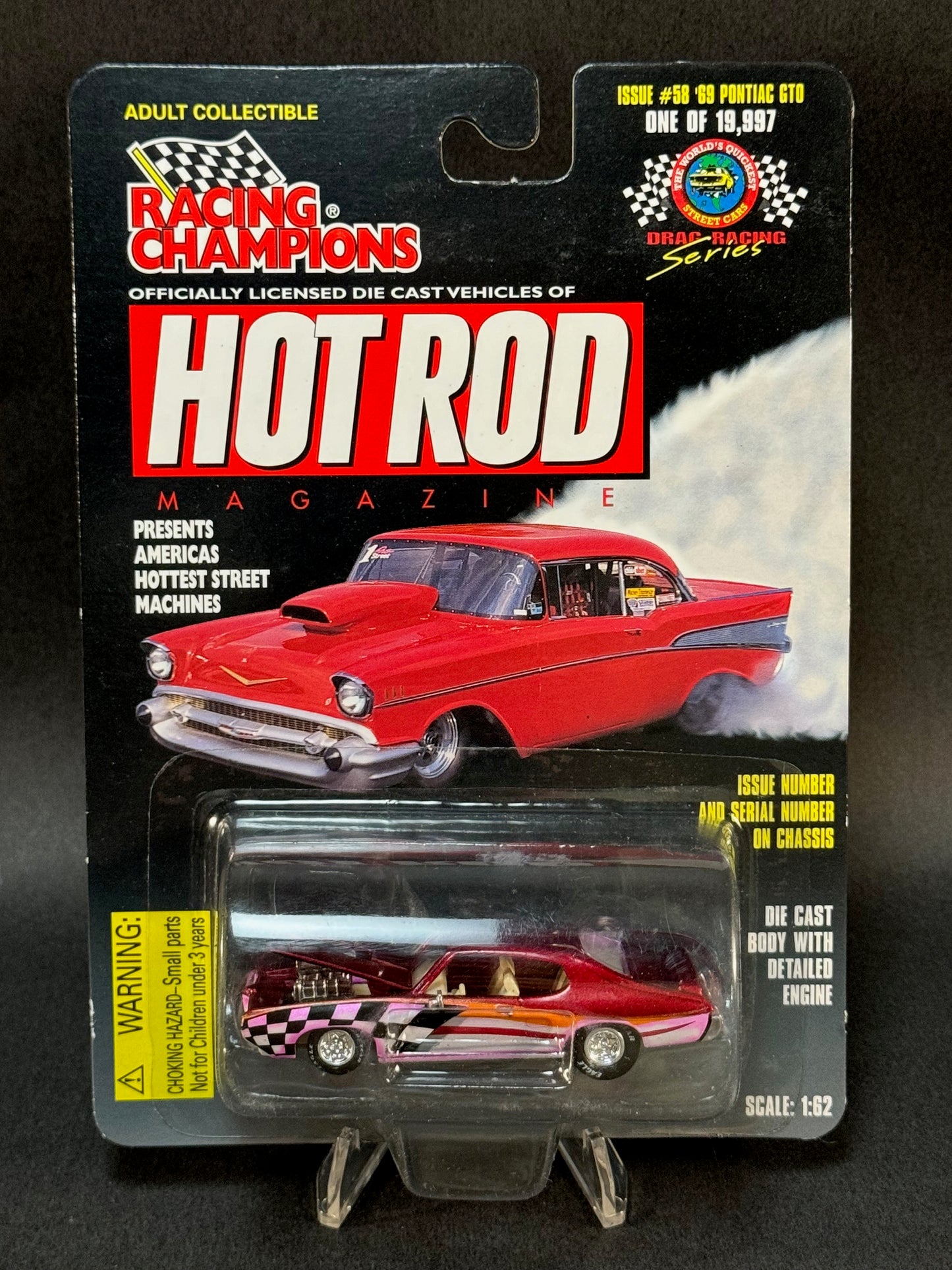 1997 Racing Champions Hot Rod Magazine Issue #58 '69 Pontiac GTO, Red