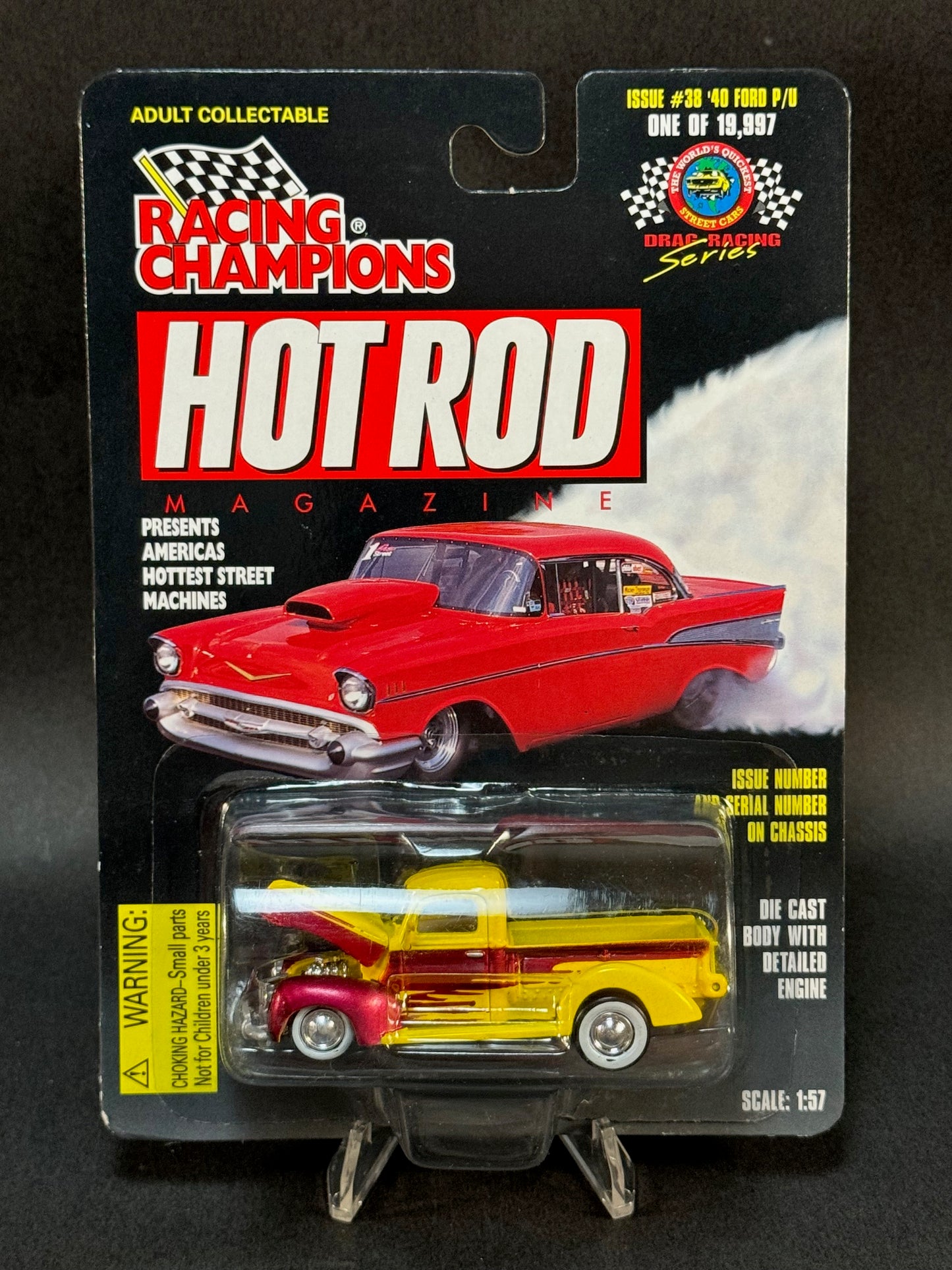 1997 Racing Champions Hot Rod Magazine Issue #38 '40 Ford Pickup, Yellow